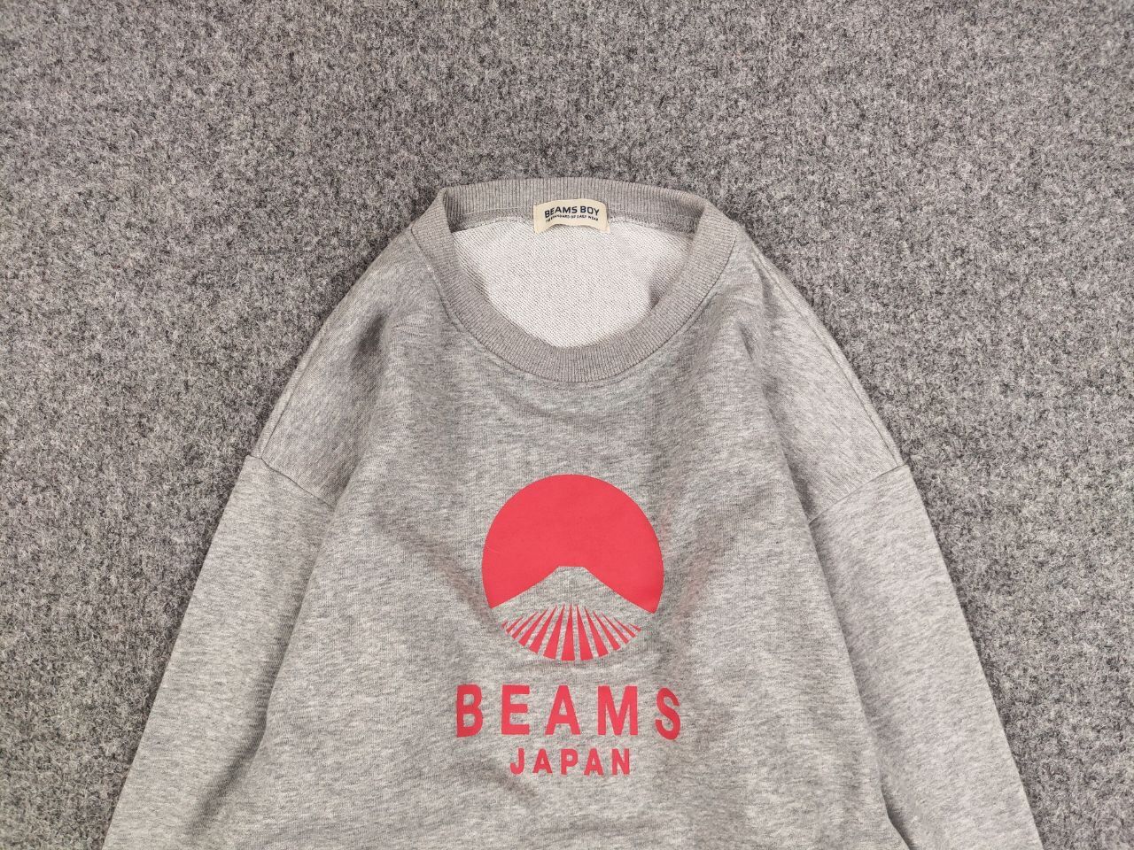 Japanese Brand Beams Boy Japan Red Logo Blank Crew Check Gray Sweatshirt Size US L / EU 52-54 / 3 - 8 Thumbnail