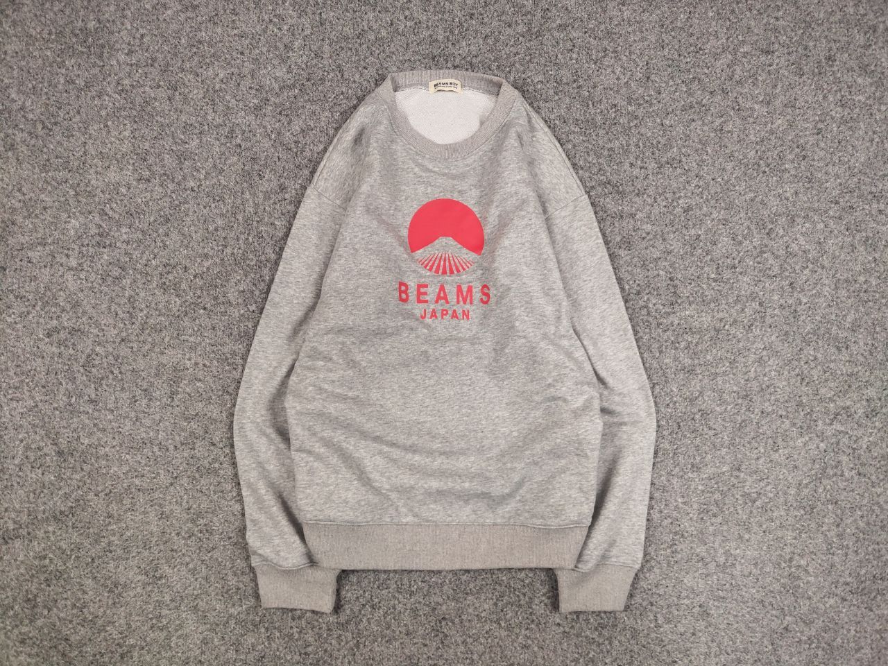 Japanese Brand Beams Boy Japan Red Logo Blank Crew Check Gray Sweatshirt Size US L / EU 52-54 / 3 - 1 Thumbnail