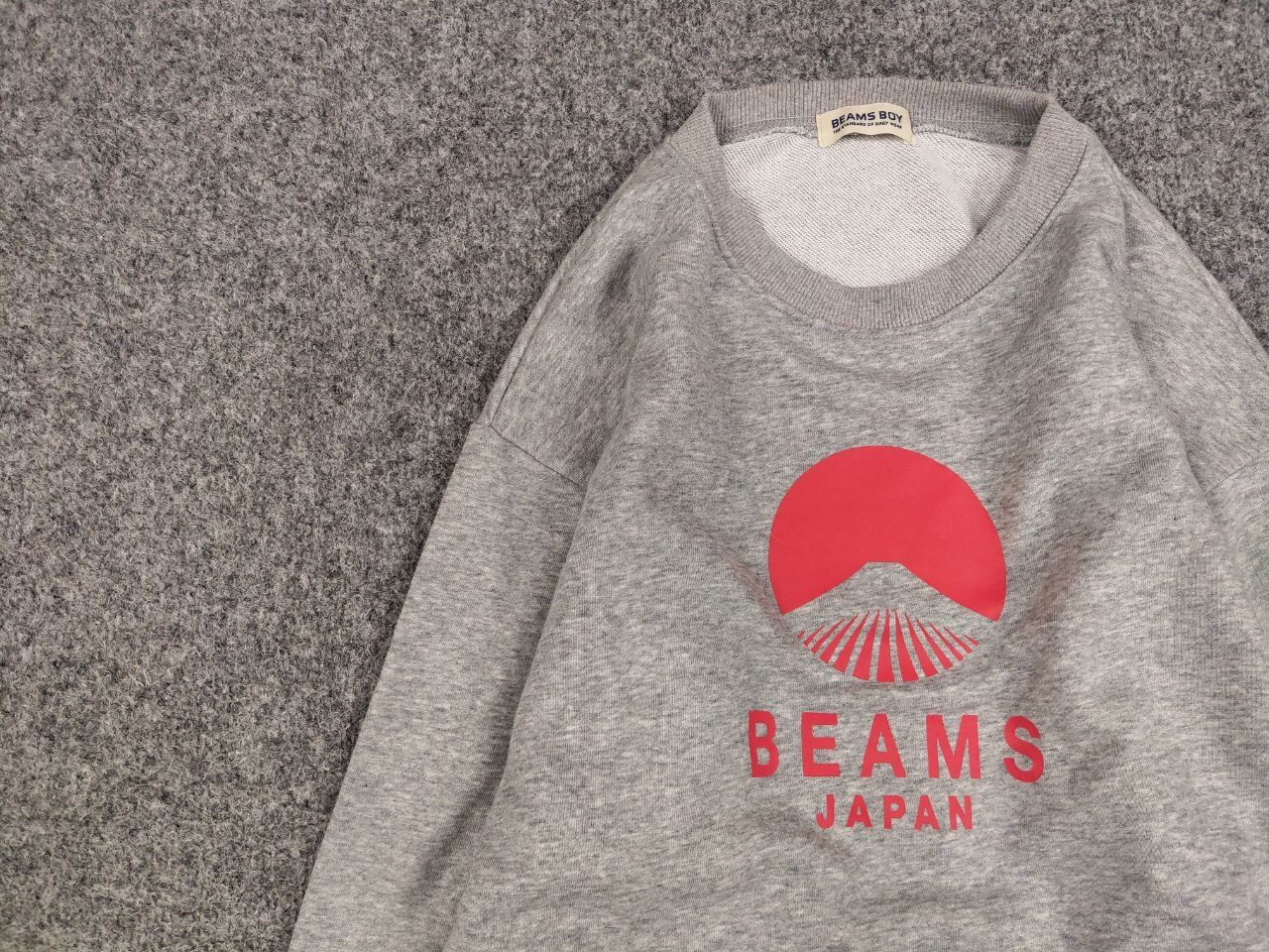 Japanese Brand Beams Boy Japan Red Logo Blank Crew Check Gray Sweatshirt Size US L / EU 52-54 / 3 - 11 Thumbnail