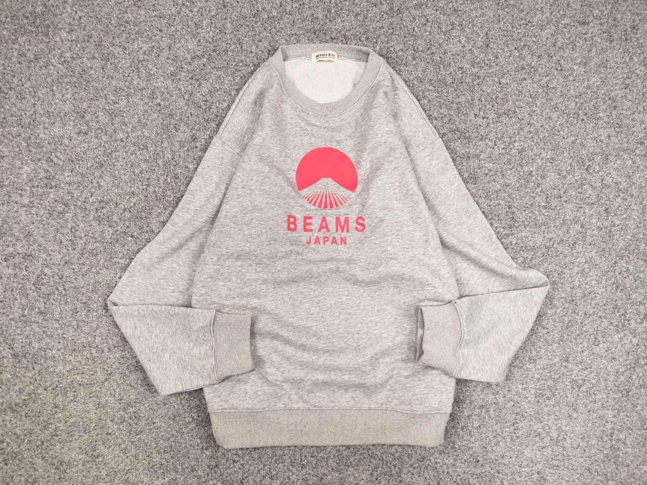 Japanese Brand Beams Boy Japan Red Logo Blank Crew Check Gray Sweatshirt Size US L / EU 52-54 / 3 - 13 Thumbnail