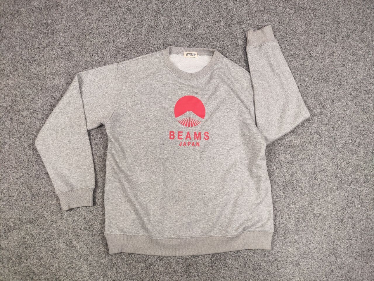 Japanese Brand Beams Boy Japan Red Logo Blank Crew Check Gray Sweatshirt Size US L / EU 52-54 / 3 - 14 Thumbnail