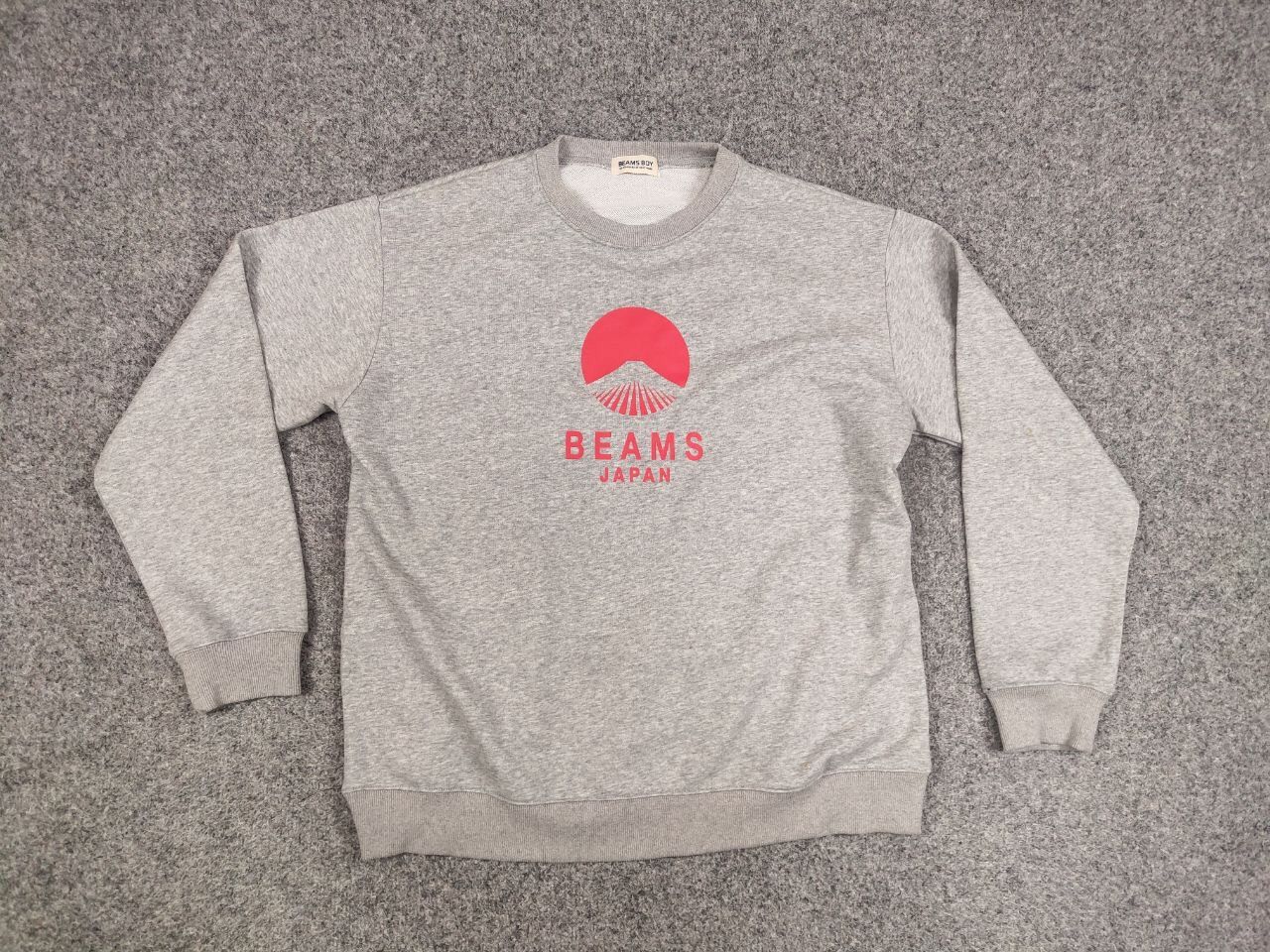 Japanese Brand Beams Boy Japan Red Logo Blank Crew Check Gray Sweatshirt Size US L / EU 52-54 / 3 - 15 Thumbnail