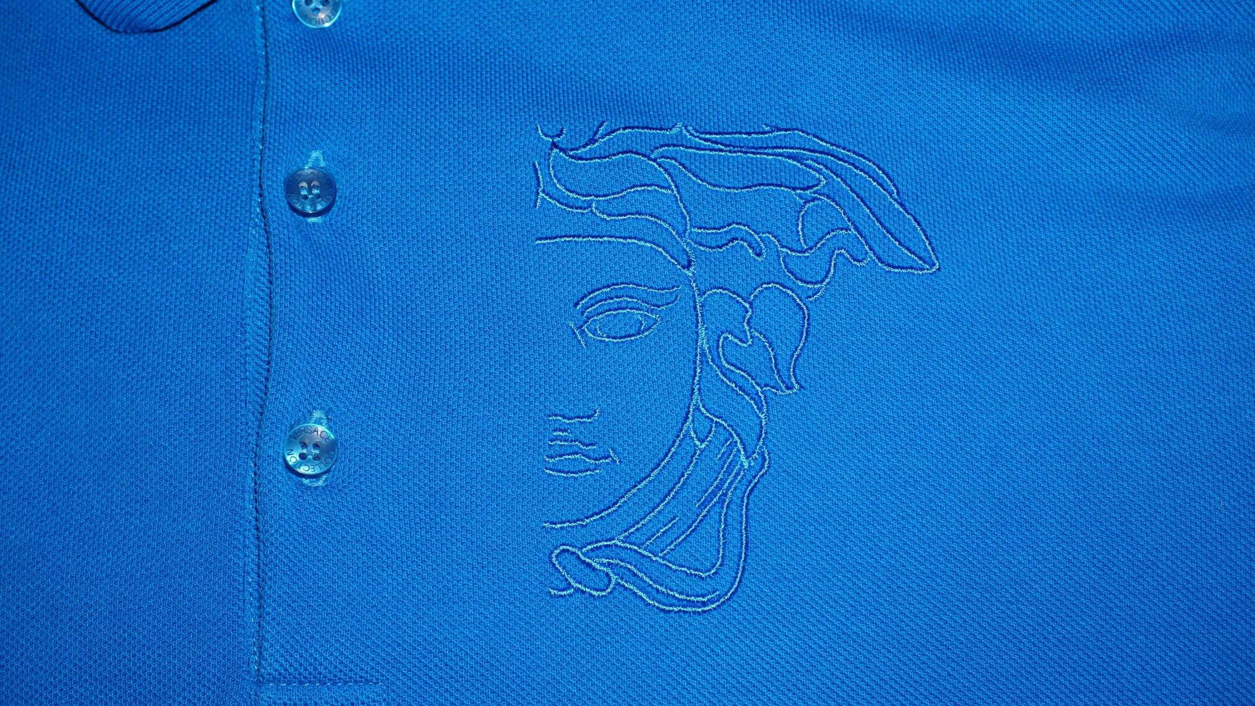 Versace Versace Collection Big Medusa Blue Polo Size US XL / EU 56 / 4 - 6 Thumbnail