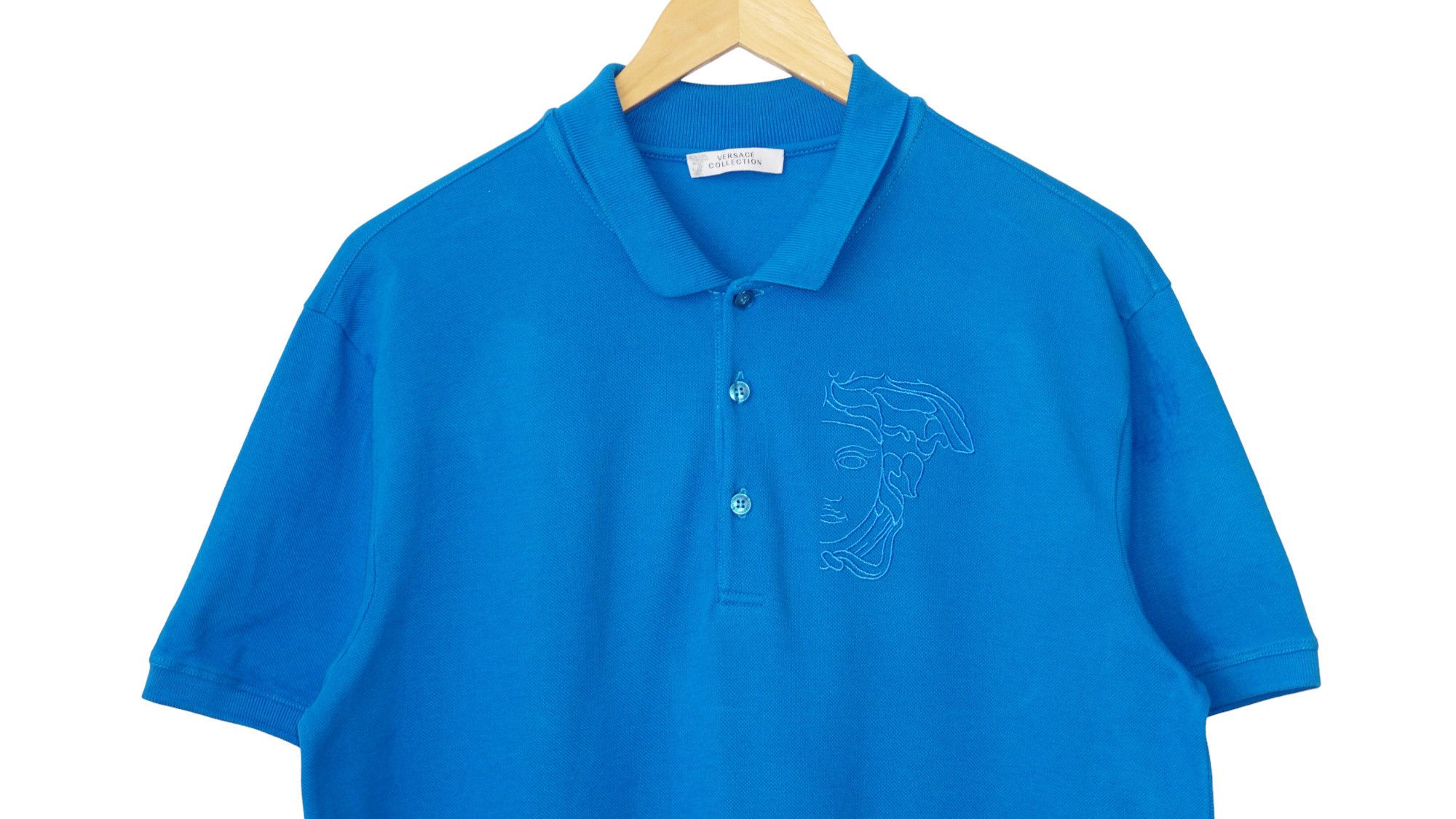 Versace Versace Collection Big Medusa Blue Polo Size US XL / EU 56 / 4 - 2 Thumbnail