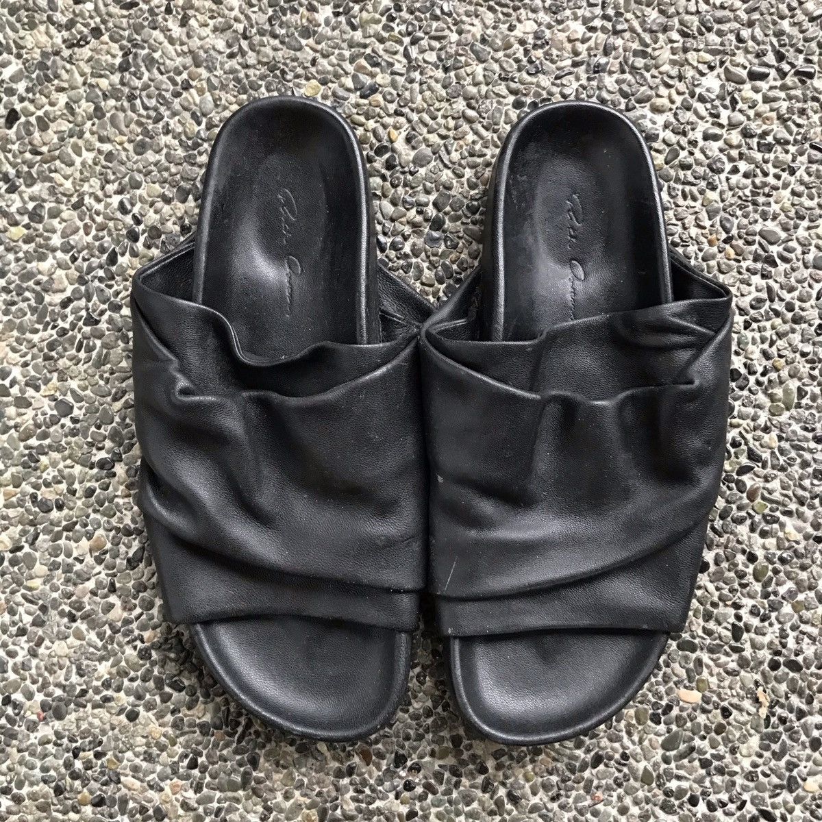 Rick Owens Black Mobius Granola Leather Sandals | Grailed