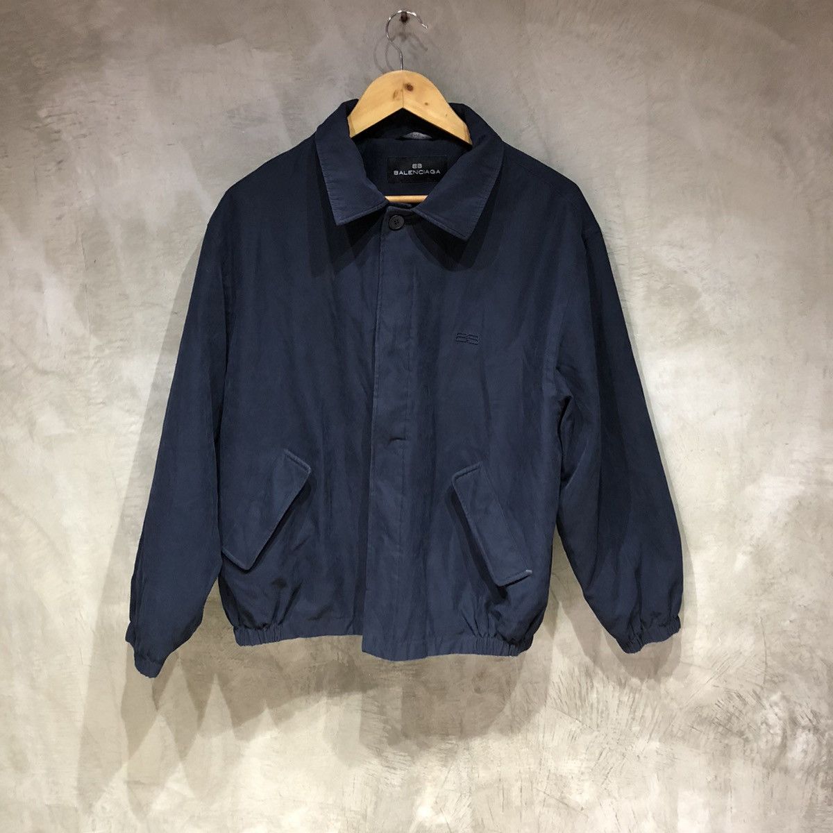 image of Balenciaga Bb Logo Velvet Coach Jacket in Navy, Men's (Size XL)