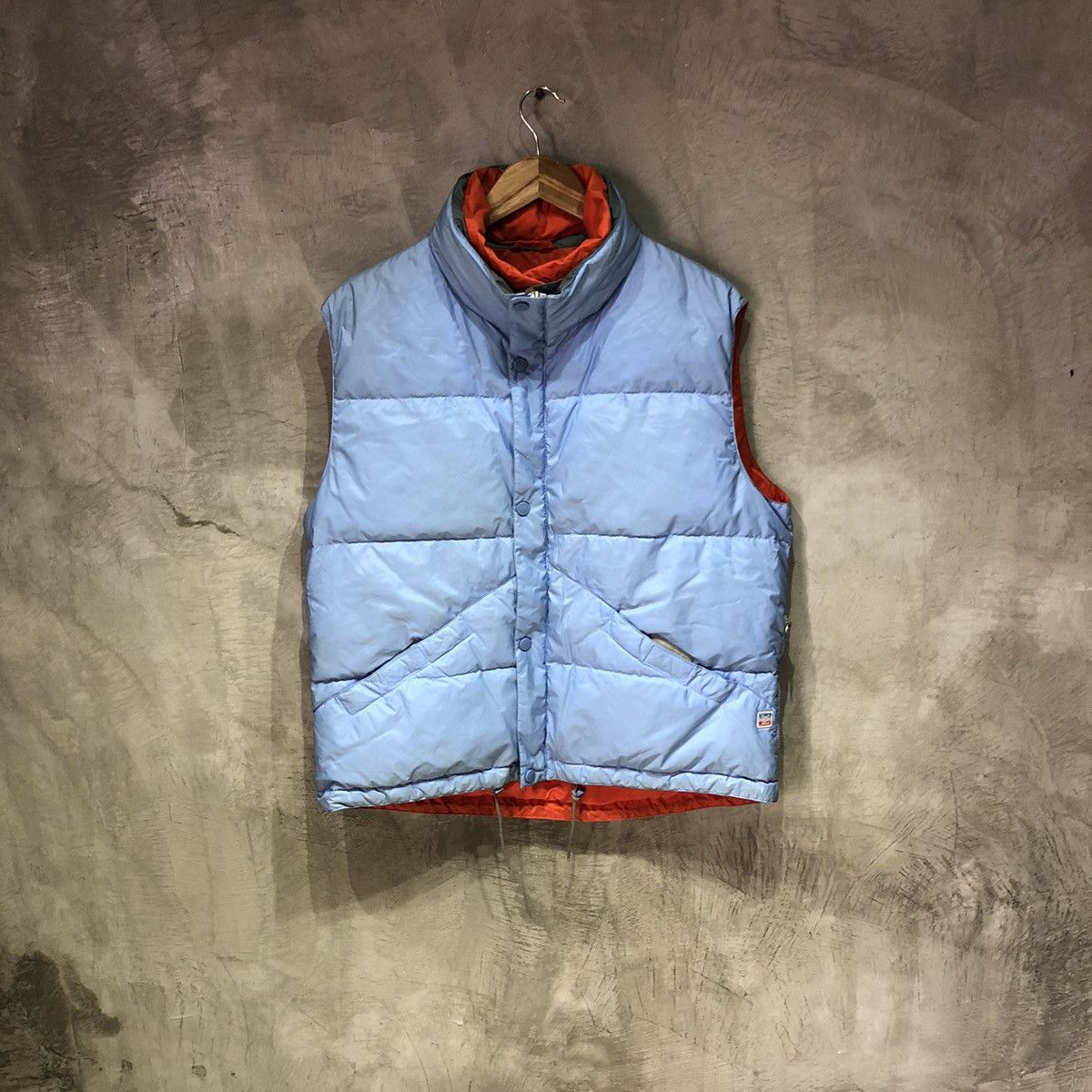 image of Louis Vuitton Goose Downfill Puffer Vest in Light Blue/Orange, Men's (Size XL)