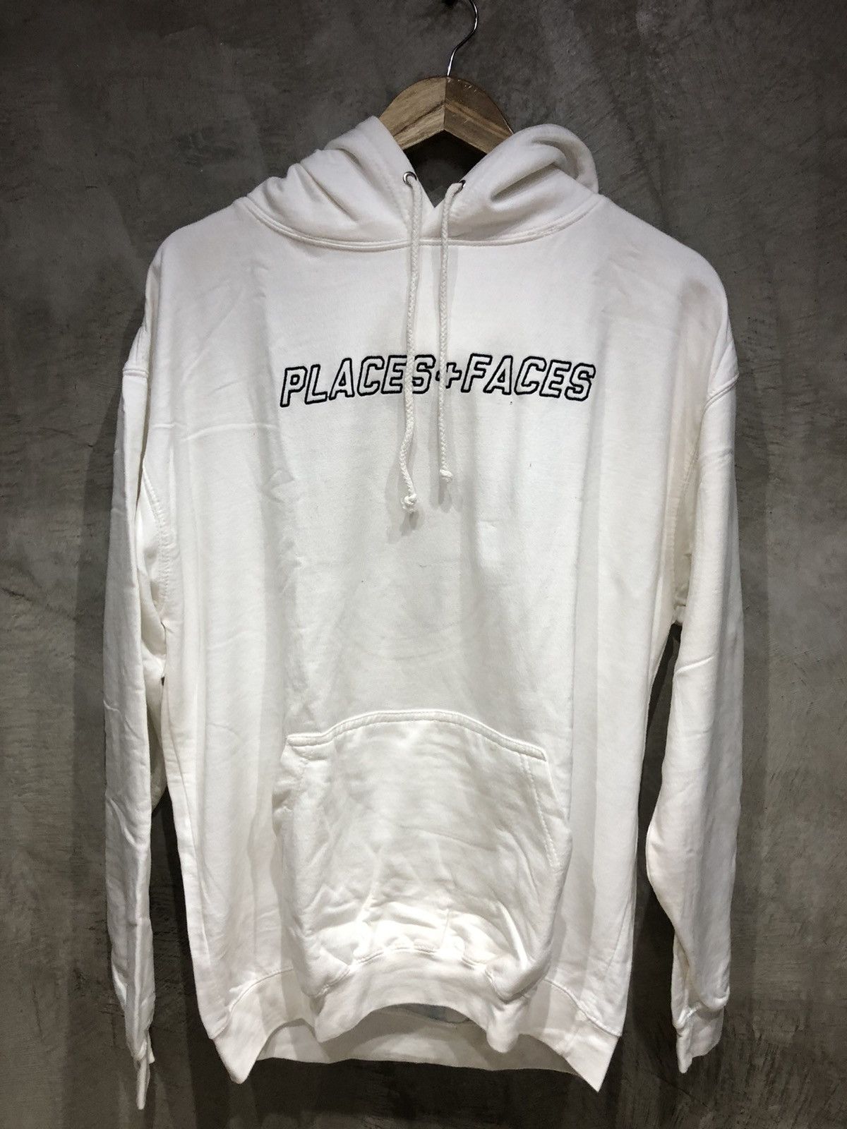 PLACES + FACES White Belly Logo factory Hoodie