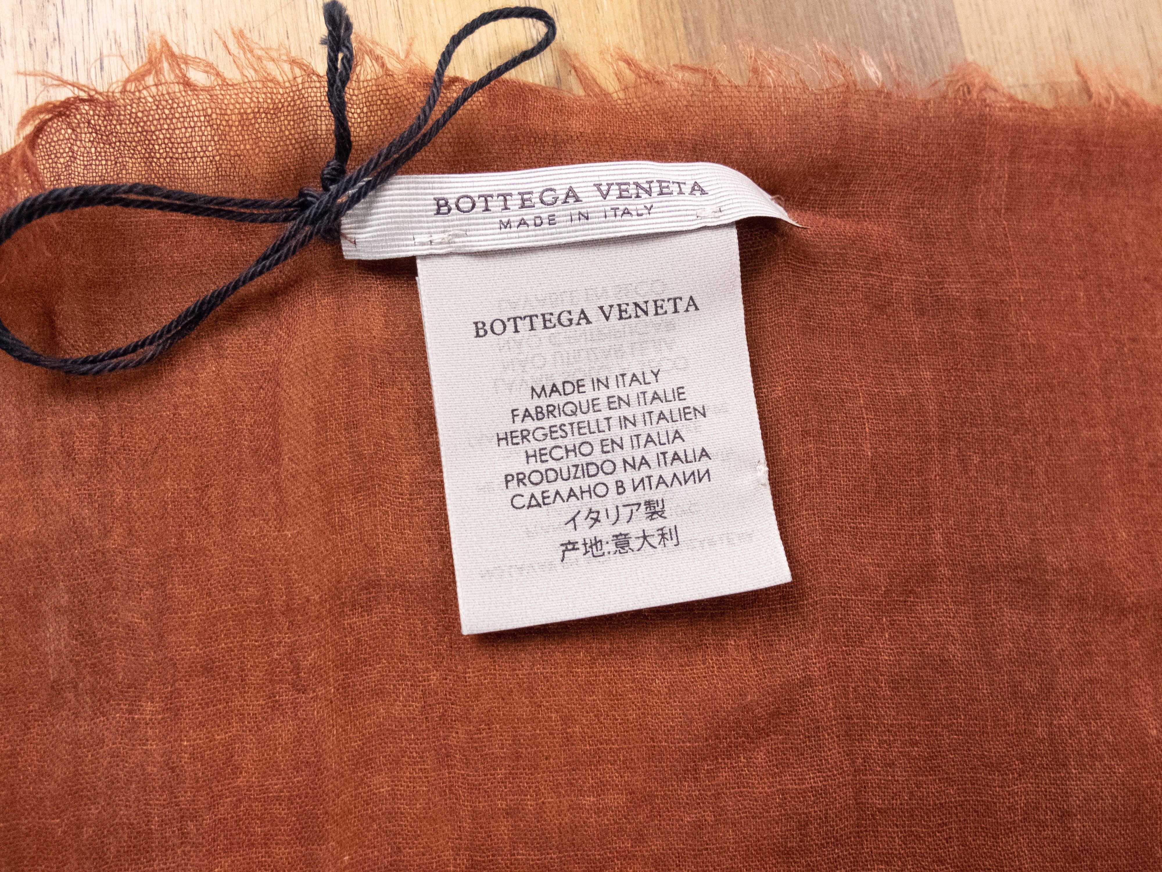 Bottega Veneta BOTTEGA VENETA red orange wool cashmere silk square scarf q Size ONE SIZE - 2 Thumbnail