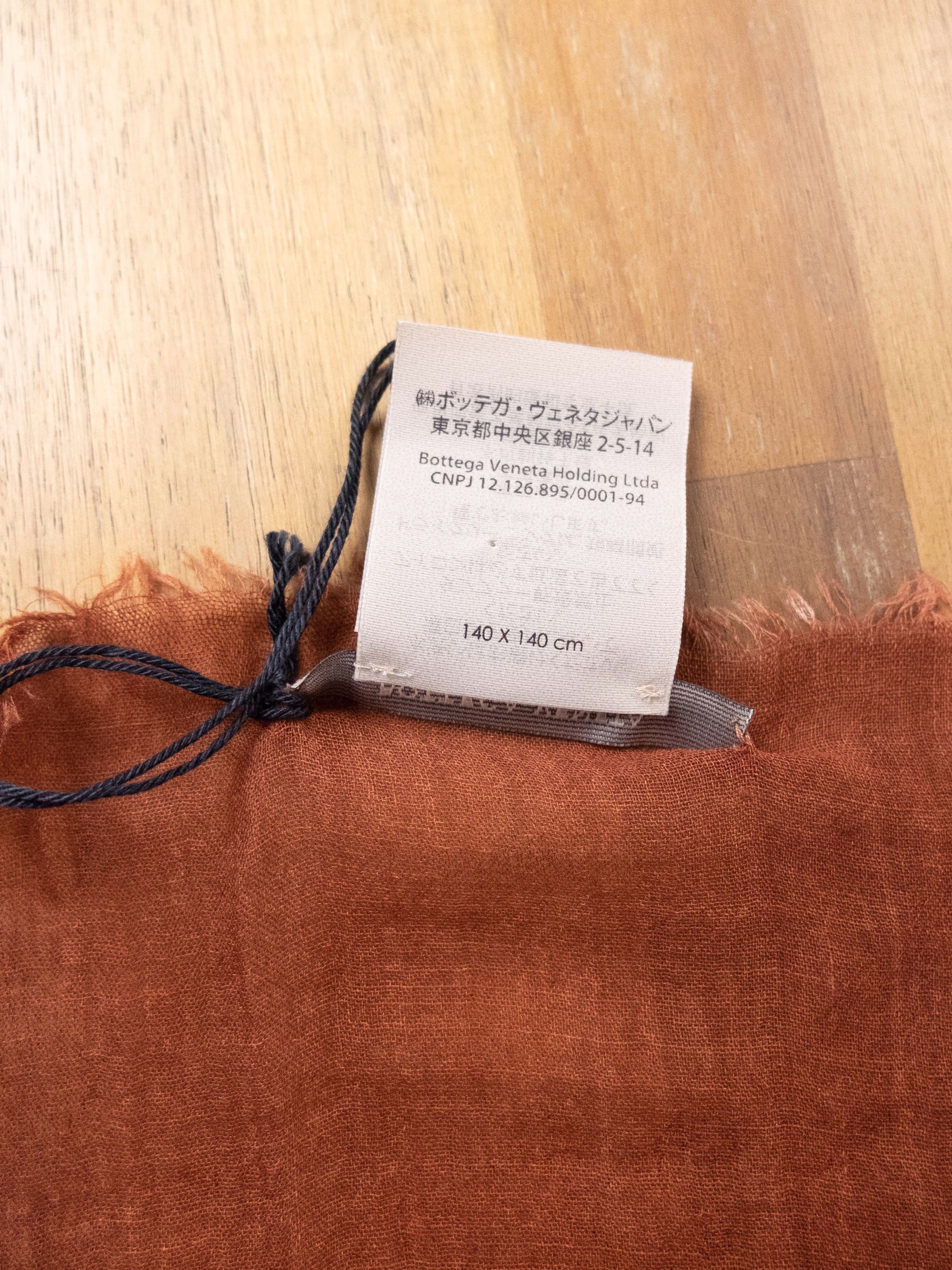 Bottega Veneta BOTTEGA VENETA red orange wool cashmere silk square scarf q Size ONE SIZE - 4 Thumbnail