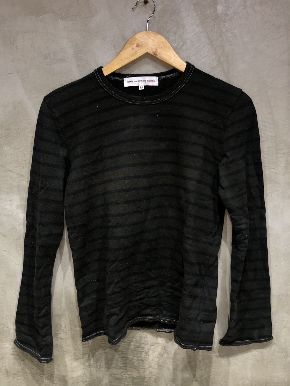 image of Comme Des Garcons Comme Des Garcon Edited Stripes Crewneck Long Sleeves in Black, Men's (Size Small