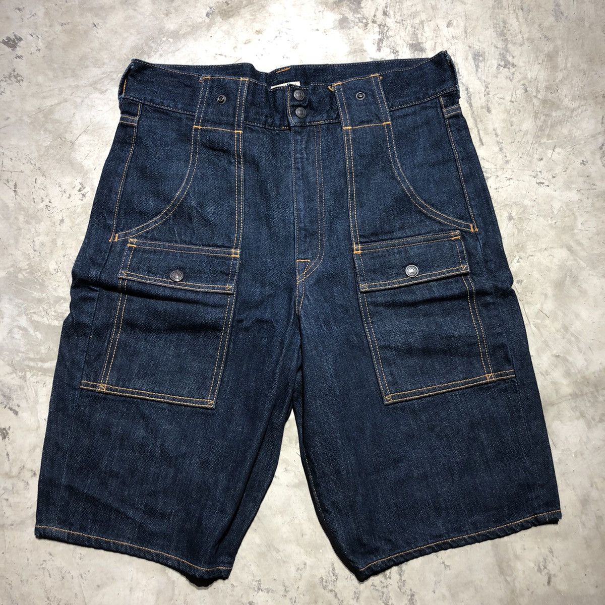 image of Kapital Japan Indigo Denim Front Pocket Shorts, Men's (Size 30)