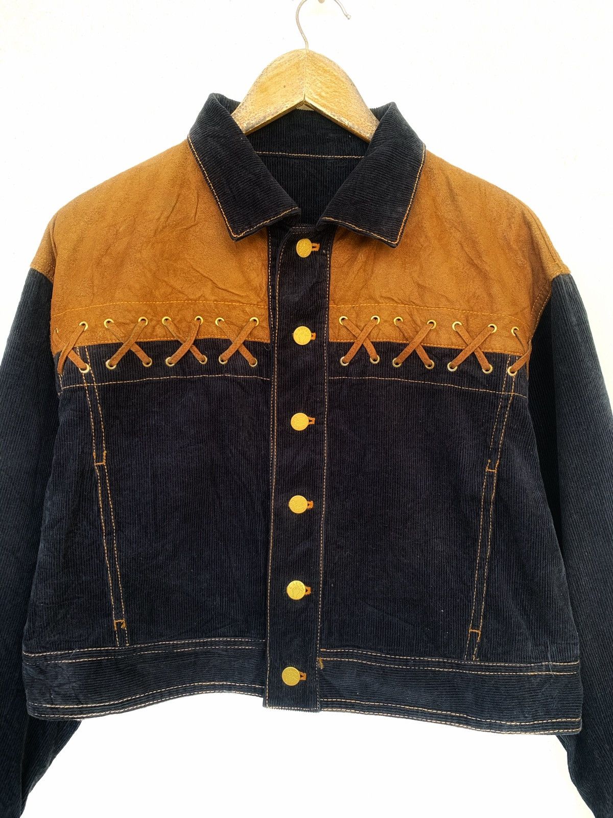 Junko Shimada vintage corduroy X Suede Button ups Crop jacket. Size L / US 10 / IT 46 - 3 Thumbnail