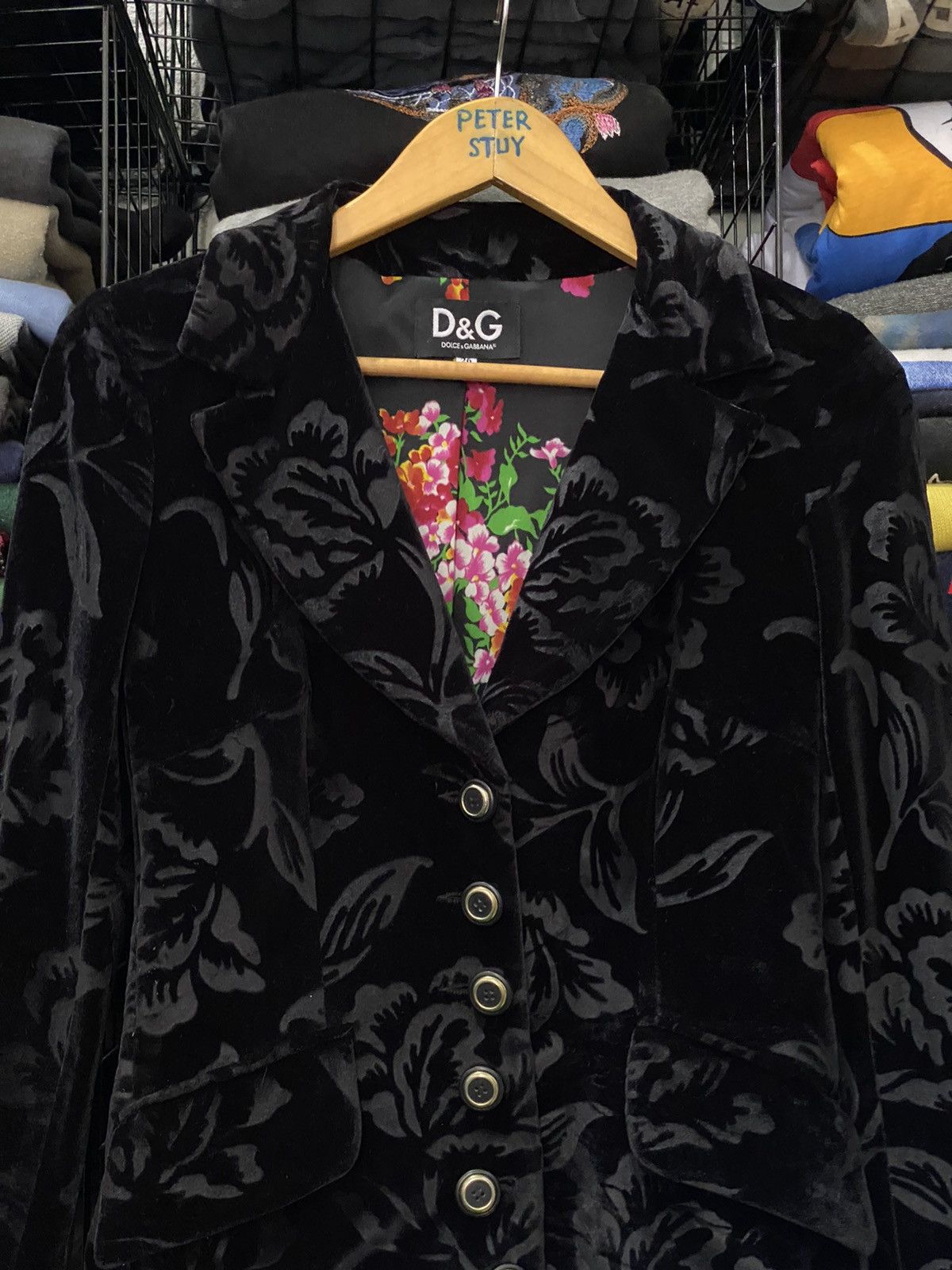Dolce & Gabbana DOLCE & GABBANA VELVET FLORAL DESIGN JACKET Size US XXS / EU 40 - 1 Thumbnail