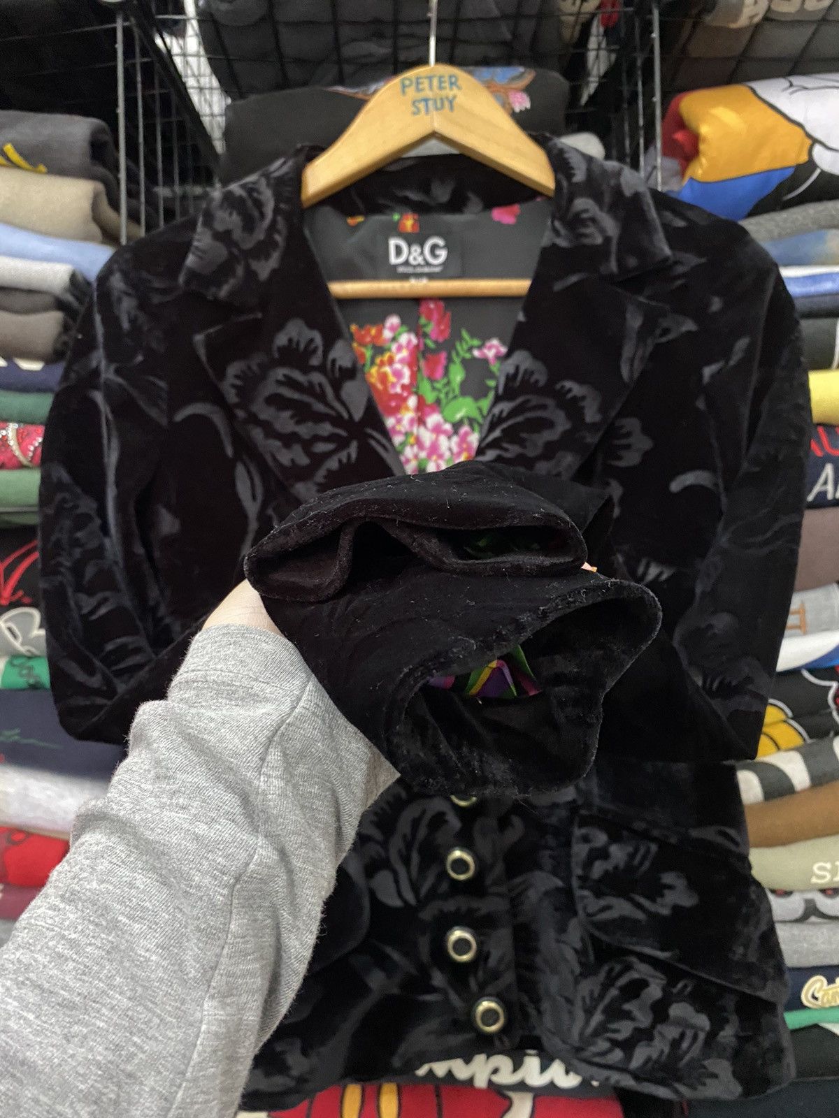 Dolce & Gabbana DOLCE & GABBANA VELVET FLORAL DESIGN JACKET Size US XXS / EU 40 - 6 Thumbnail