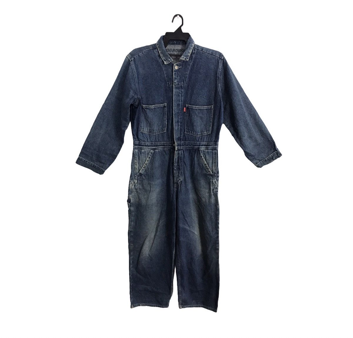 image of Denim Jacket x Vintage Dog House Coverall Indigo Denim Pant Workwear Carpenter, Men's (Size 35)