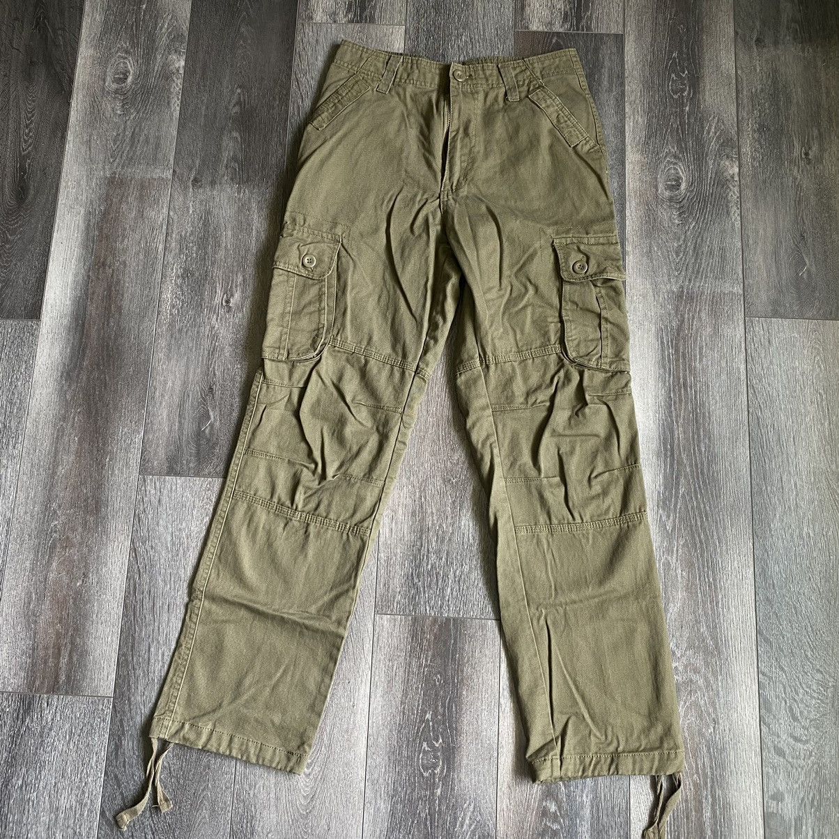 Japanese Brand Vintage 2000s Double Knee Tan Cargo Multi Pocket Pants 28x30 Size US 28 / EU 44 - 2 Thumbnail