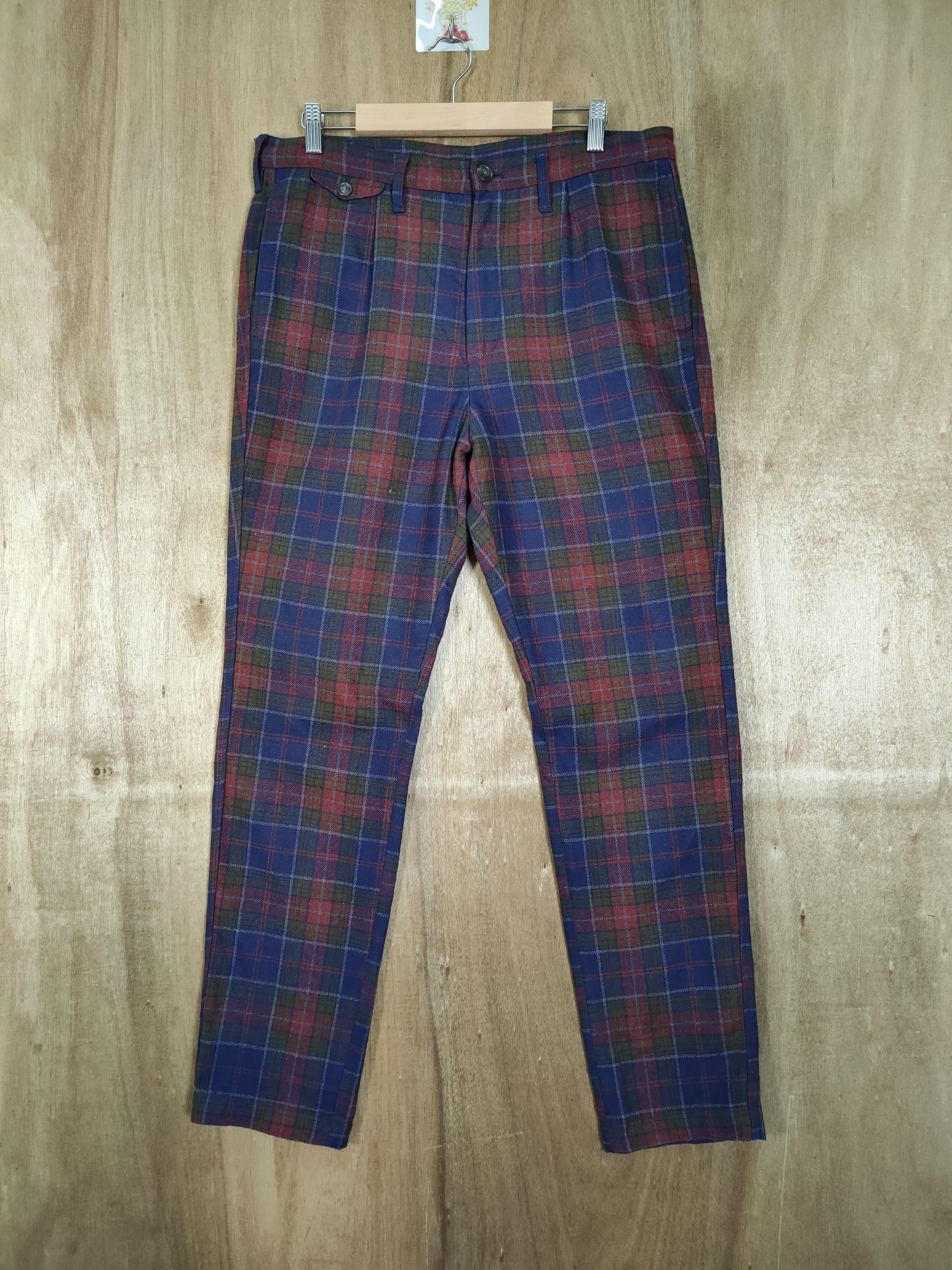 image of Cashmere Wool x Flannel Vintage Checkered Wool Casual Pants, Men's (Size 34)
