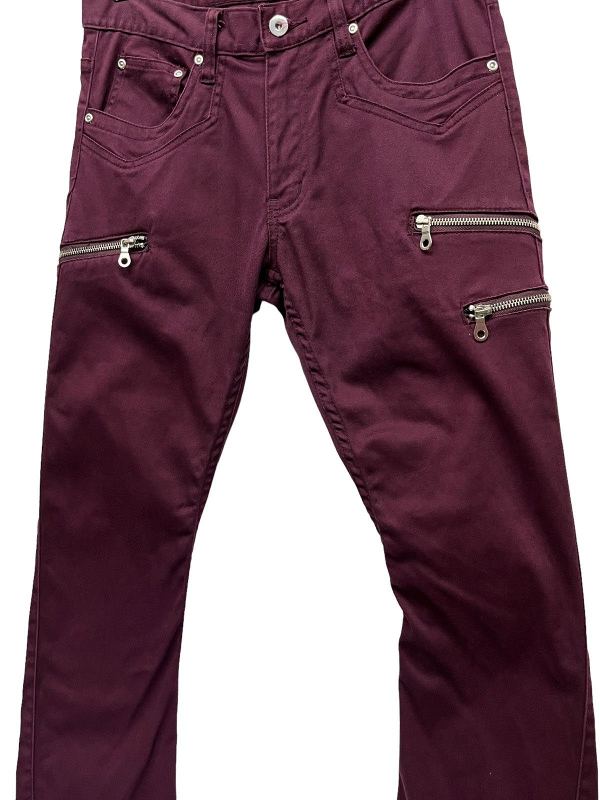 Japanese Brand BIKE+STAR Grunge Punk MultiZipper Stretch Skinny Flare Pants Size US 30 / EU 46 - 4 Thumbnail