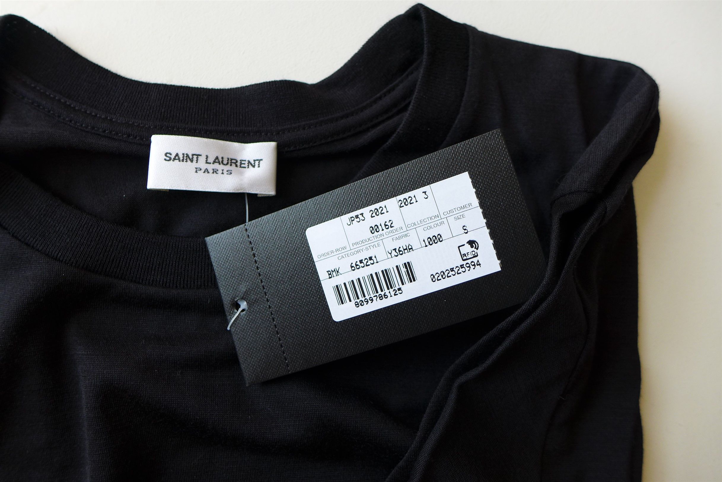 Saint Laurent Paris Saint Laurent Embroidered Logo T-Shirt - Black Wool & Silk Size US S / EU 44-46 / 1 - 10 Thumbnail
