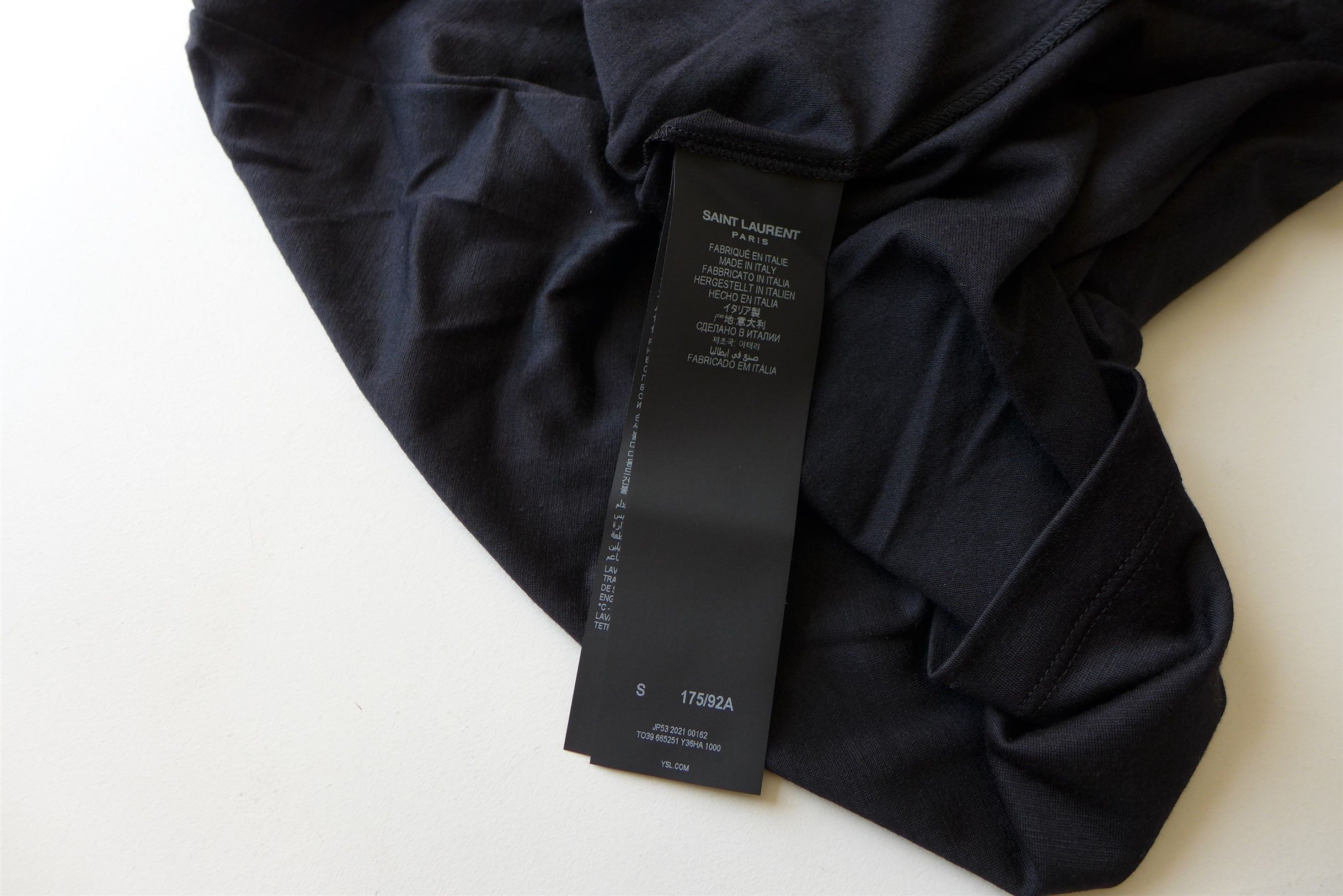 Saint Laurent Paris Saint Laurent Embroidered Logo T-Shirt - Black Wool & Silk Size US S / EU 44-46 / 1 - 11 Thumbnail