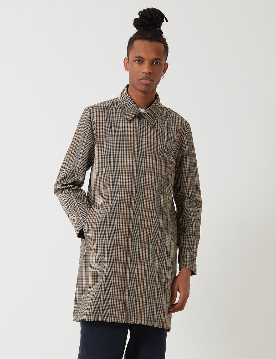 image of Norse Projects Thor Compact Twill Mac Coat - Check, Men's (Size Large)