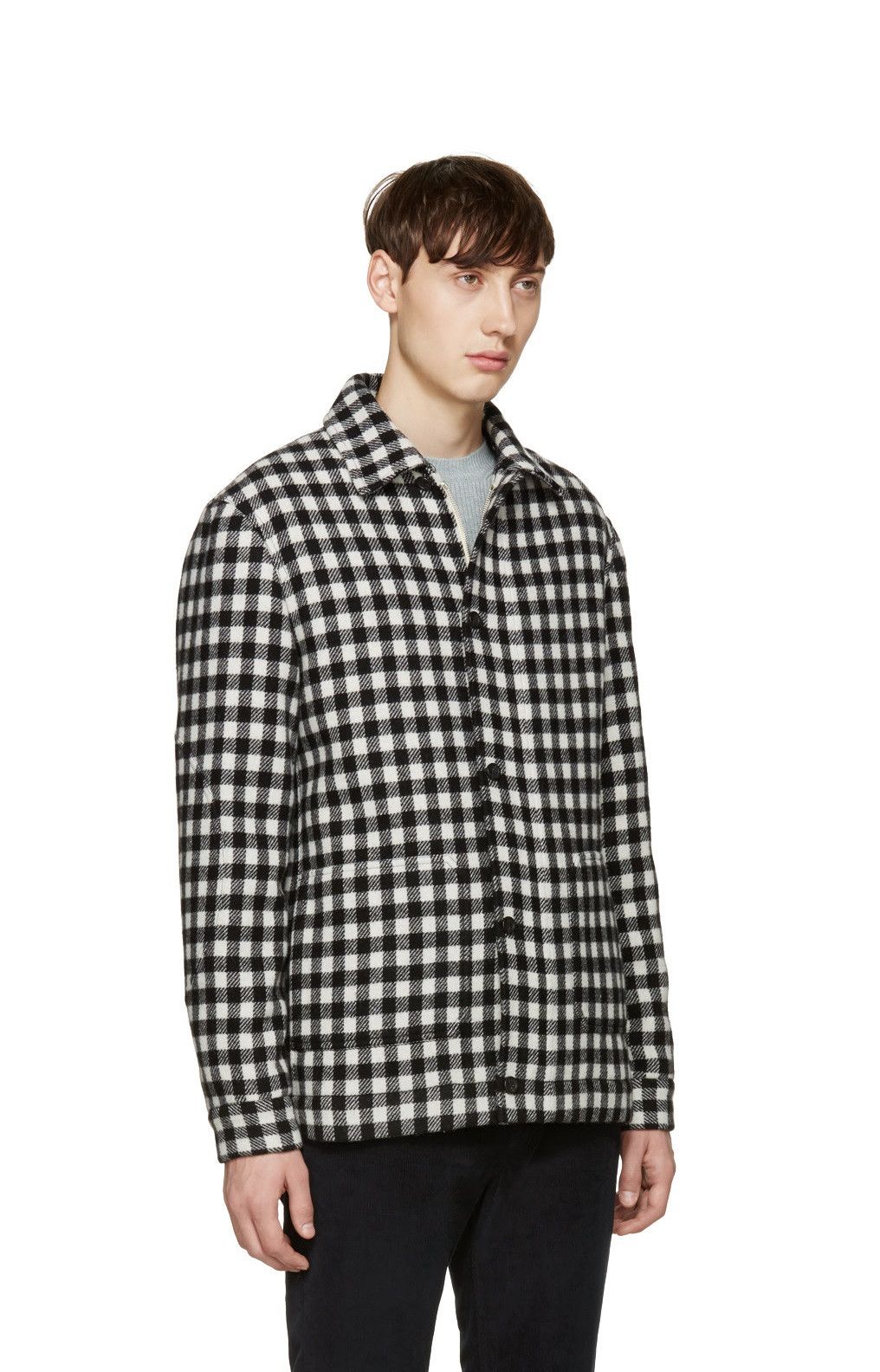 A.P.C. A.P.C. Hunter Jacket - Black & White Check Wool Size US XL / EU 56 / 4 - 2 Thumbnail