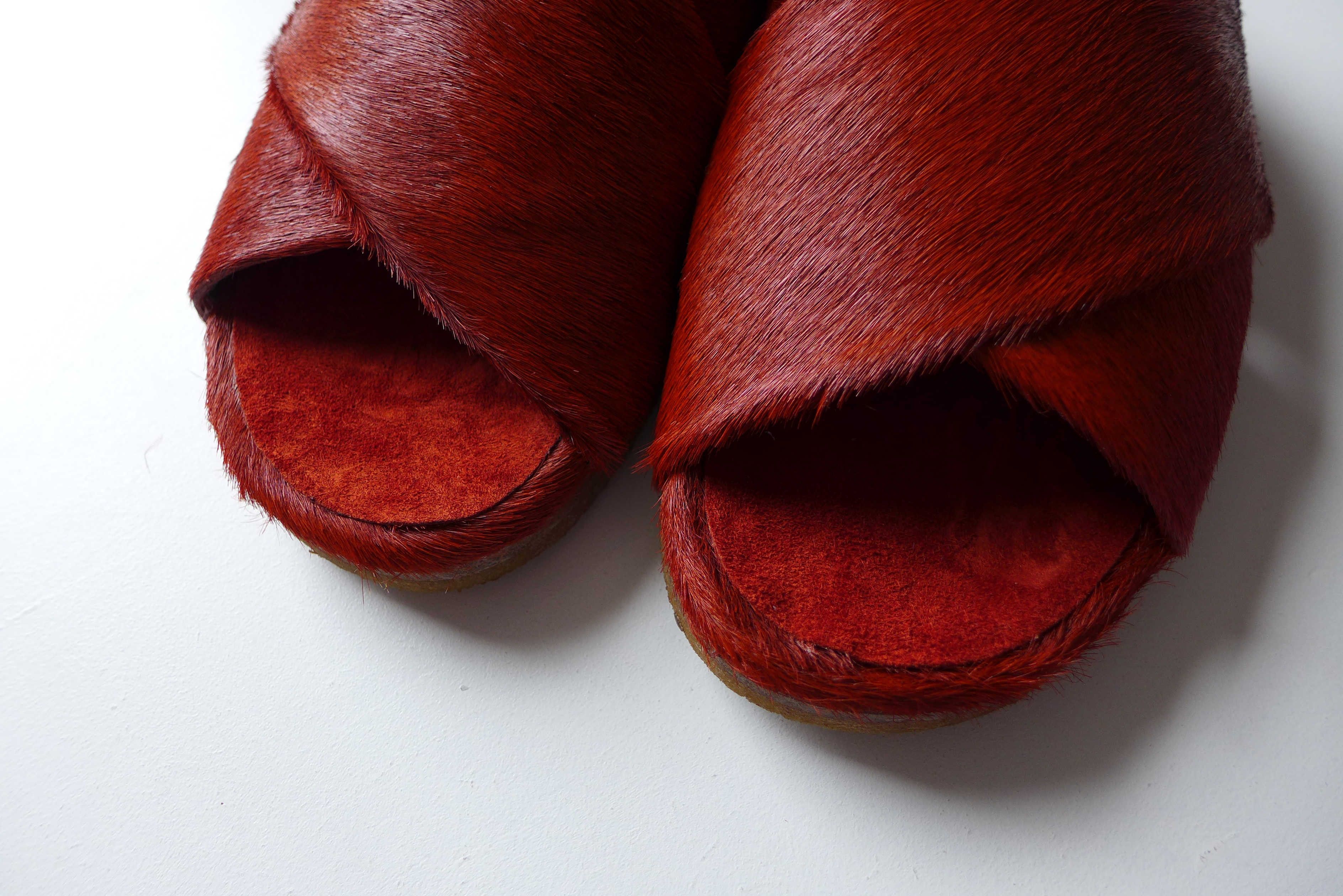 Dries Van Noten n/a Dries Van Noten Calf Hair Slides - Burnt Orange Size US 7 / EU 40 - 2 Thumbnail