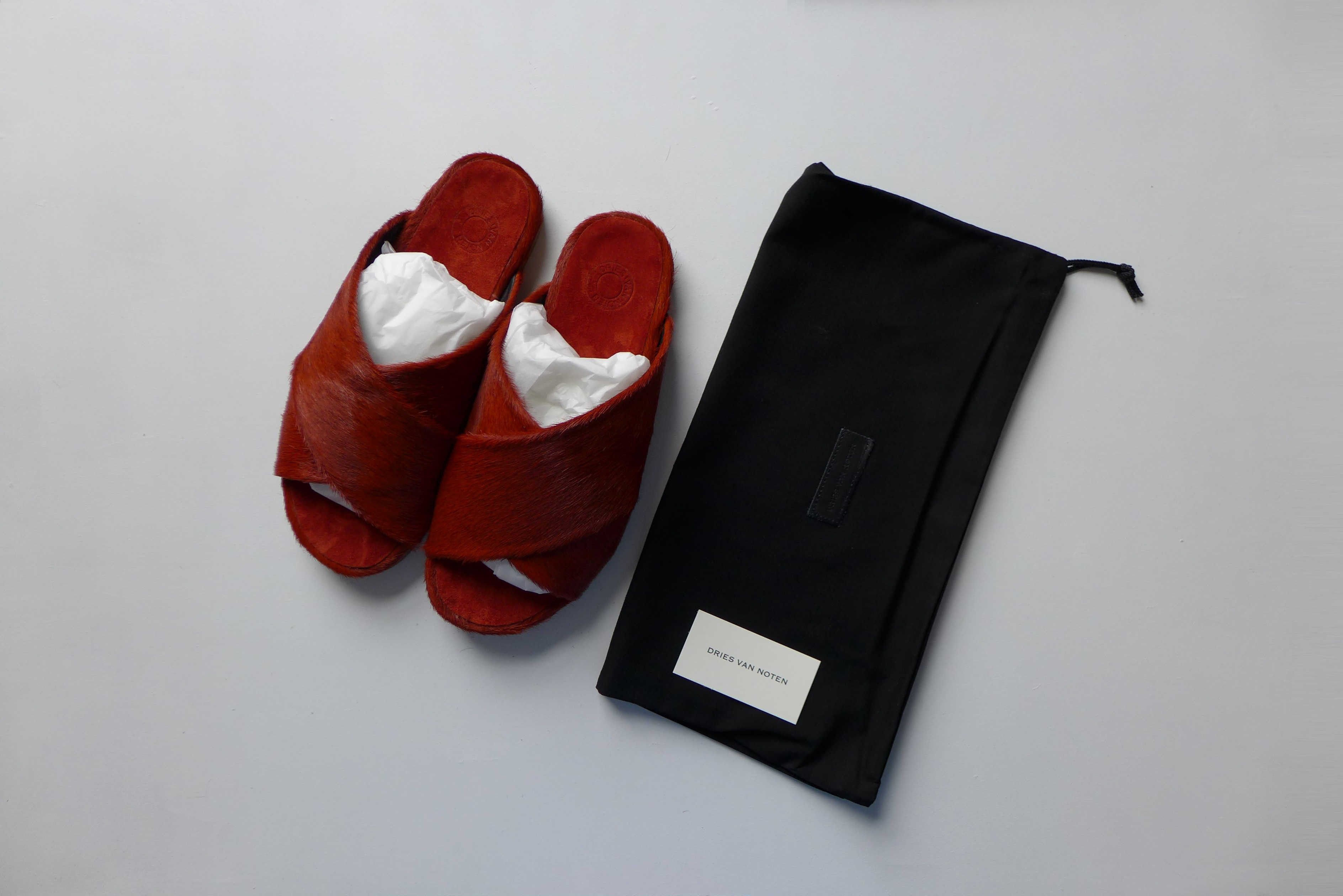 Dries Van Noten n/a Dries Van Noten Calf Hair Slides - Burnt Orange Size US 7 / EU 40 - 8 Thumbnail