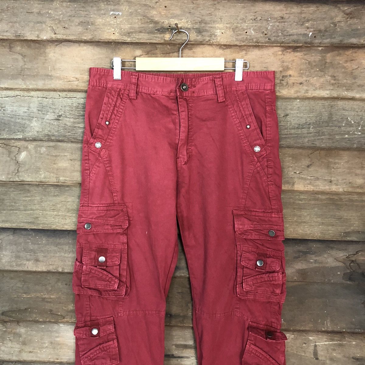 Japanese Brand DL Japan Maroon Multipocket utility CArgo Pants #c1007 Size US 30 / EU 46 - 2 Thumbnail