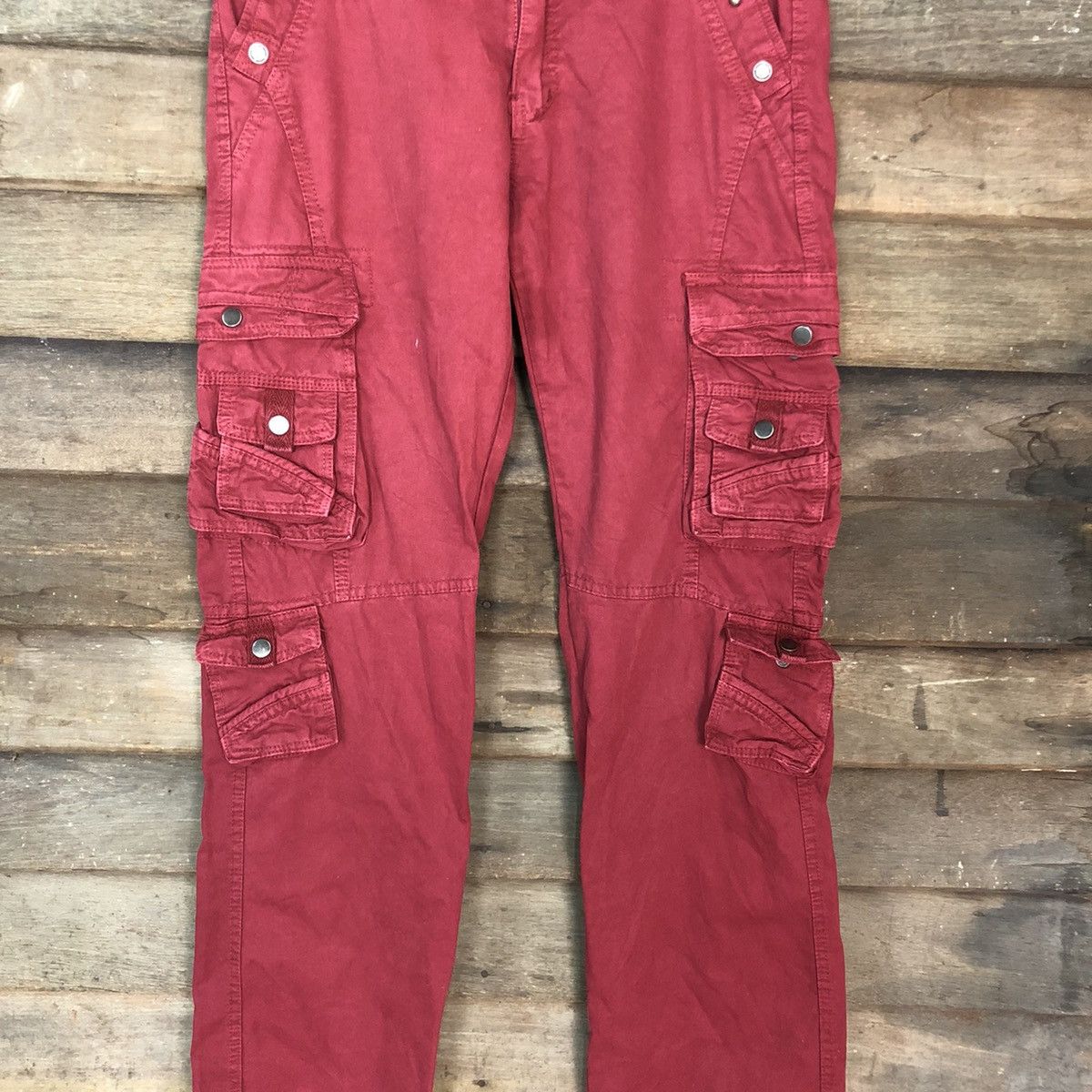 Japanese Brand DL Japan Maroon Multipocket utility CArgo Pants #c1007 Size US 30 / EU 46 - 4 Thumbnail