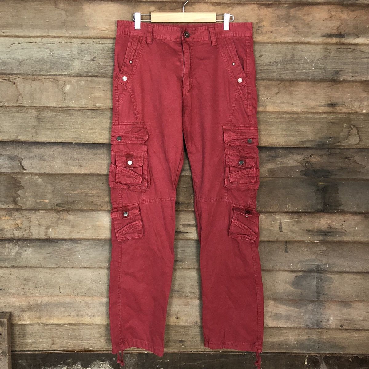 Japanese Brand DL Japan Maroon Multipocket utility CArgo Pants #c1007 Size US 30 / EU 46 - 1 Thumbnail