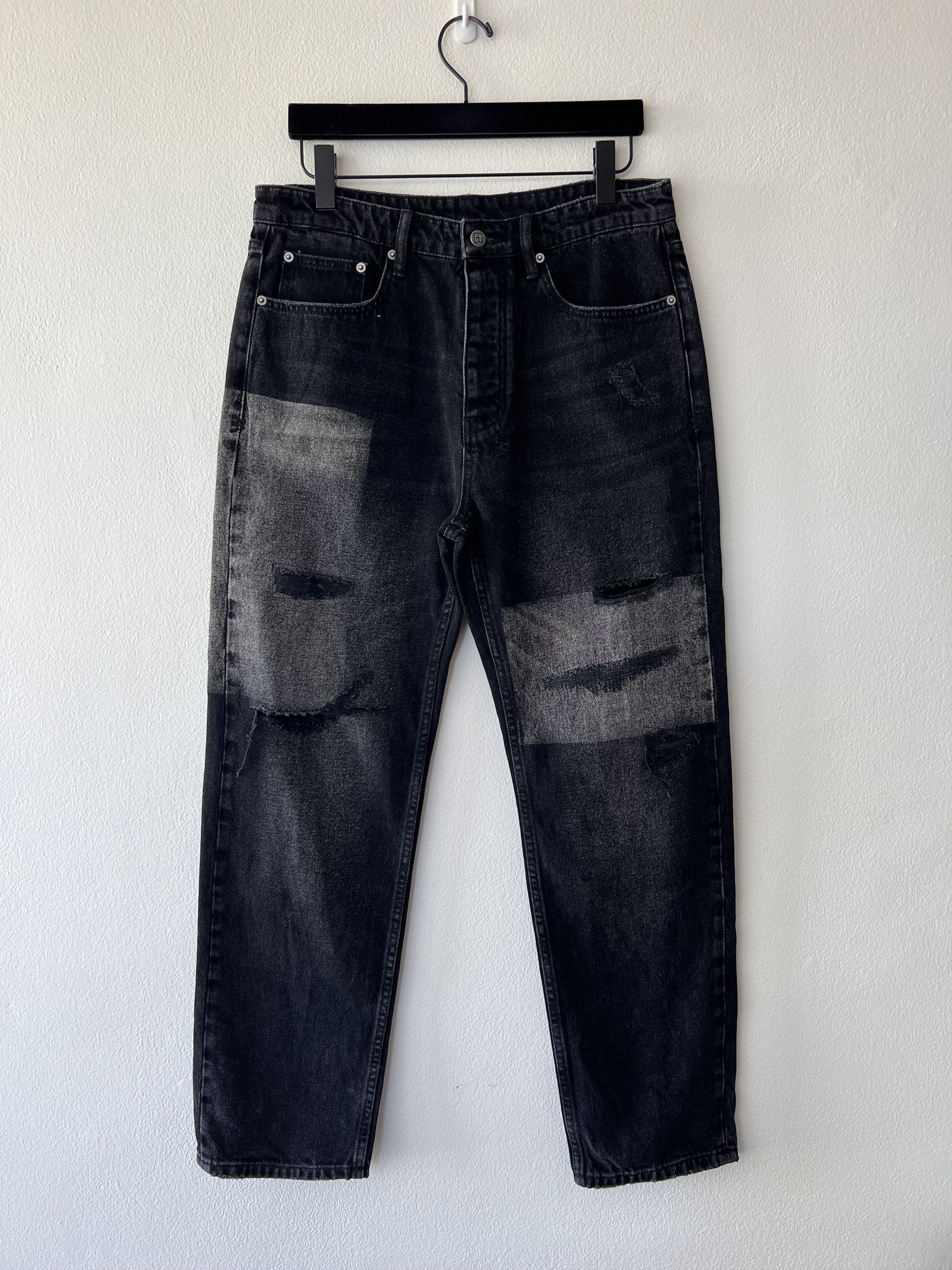 jean anti k 32 medium straight relaxed chop up black grey