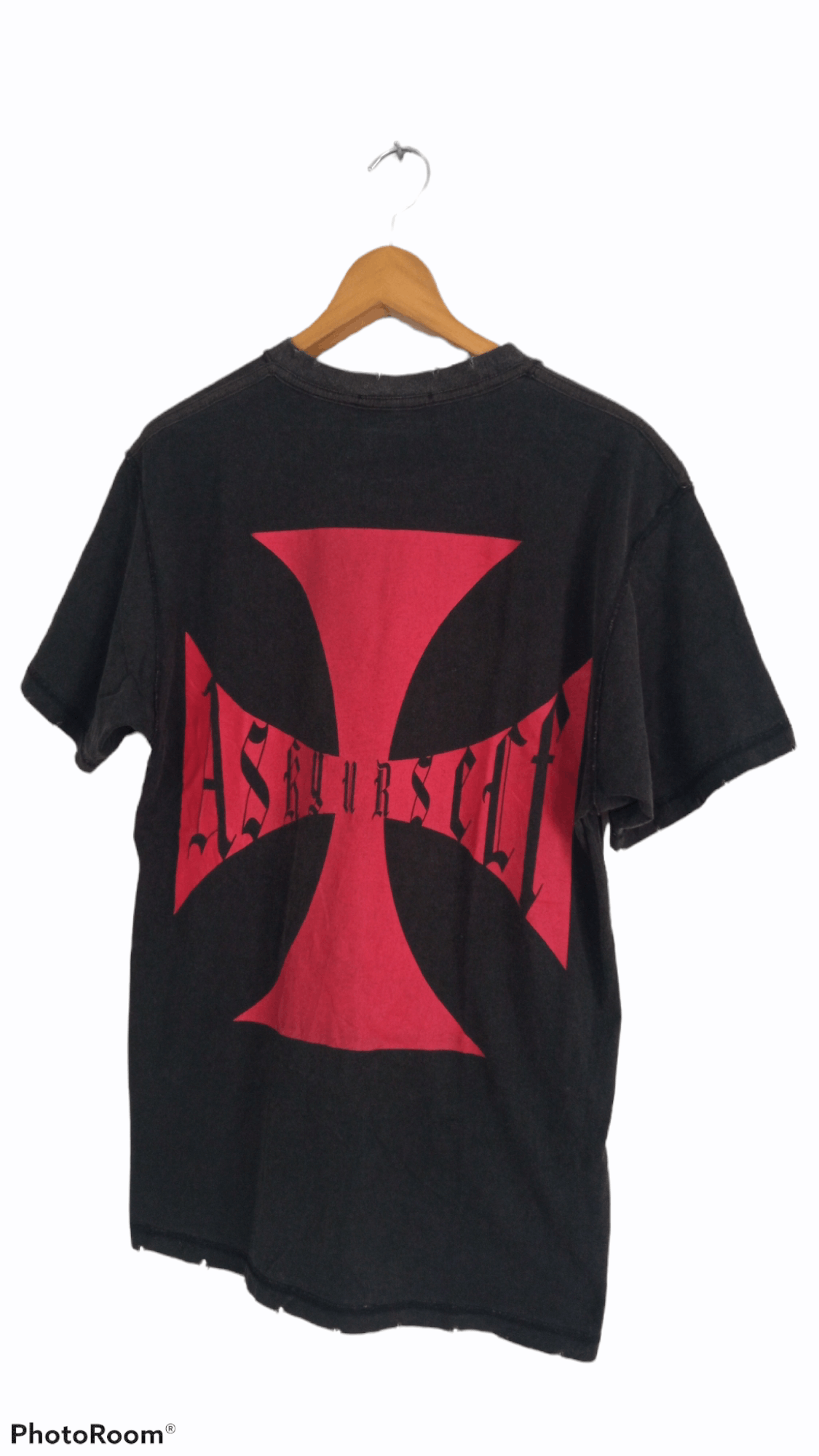 Askyurself × Vintage 🔥🔥Askyurself Spellout Distressed T-Shirt Size US M / EU 48-50 / 2 - 19 Thumbnail
