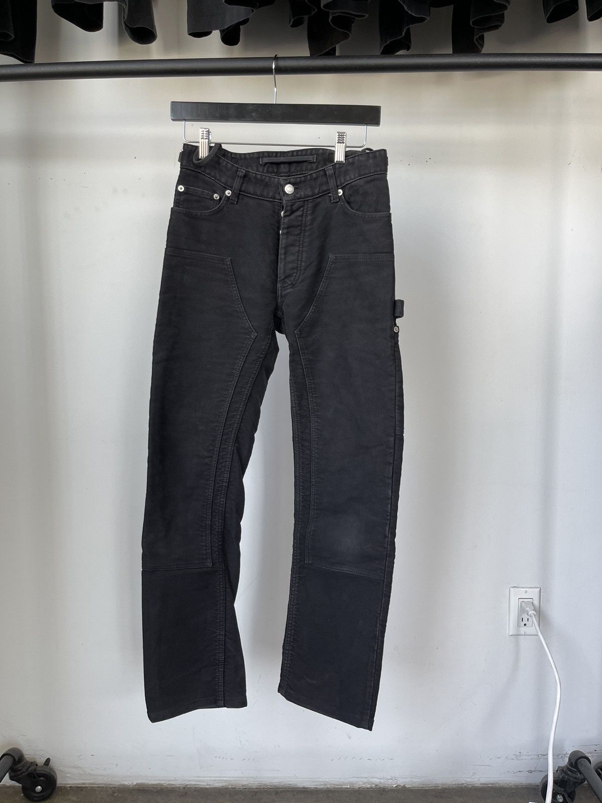 Pre-owned Helmut Lang Moleskin Double Knee Carpenter Black Size 28