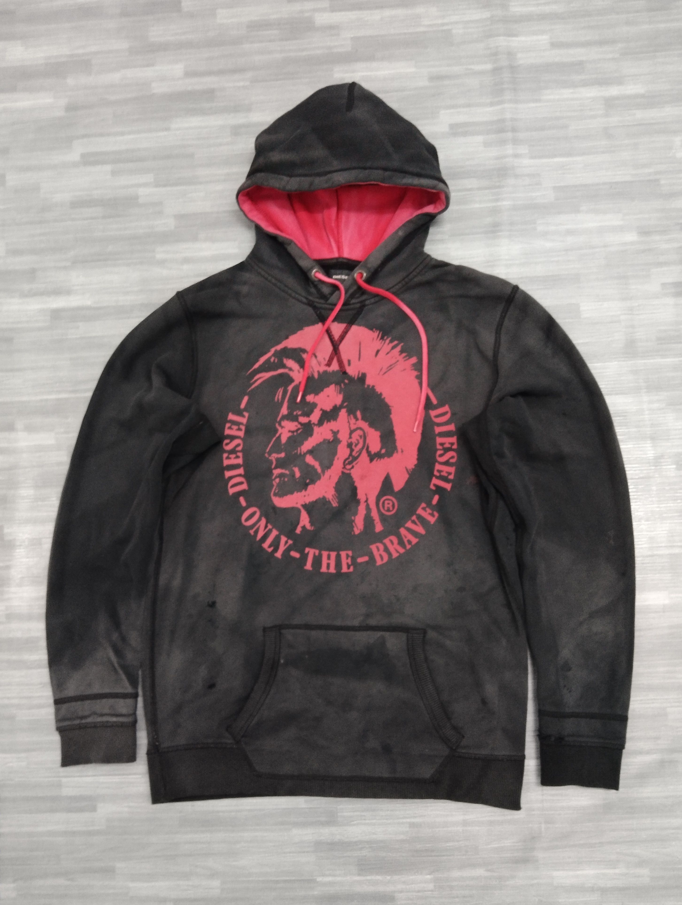 image of Thrash Hoodie Diesel Only-The-Brave Black Faded, Men's (Size Medium)