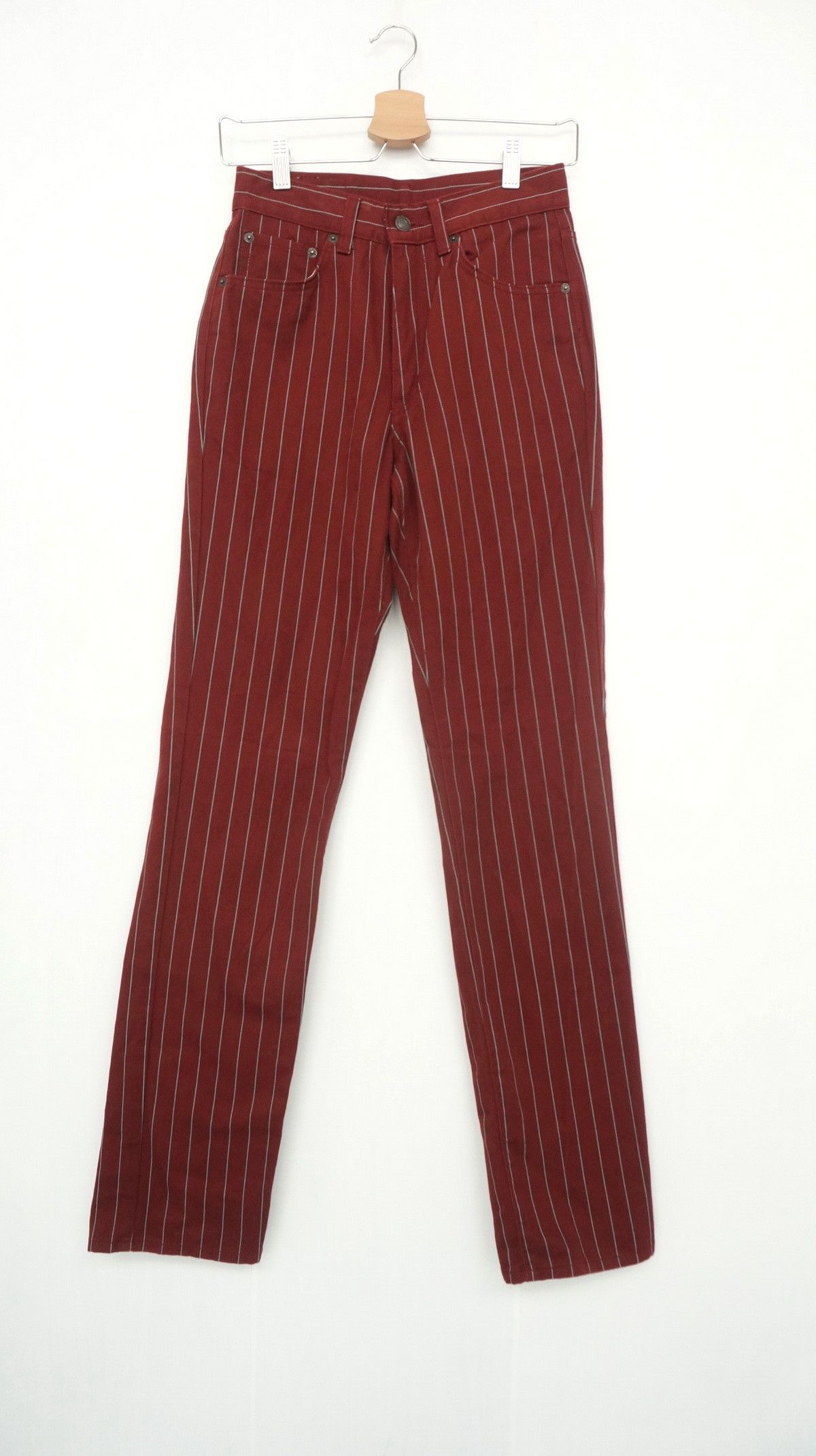 image of Vintage 90's Bison Japan Striped Light Jeans in Maroon, Men's (Size 26)