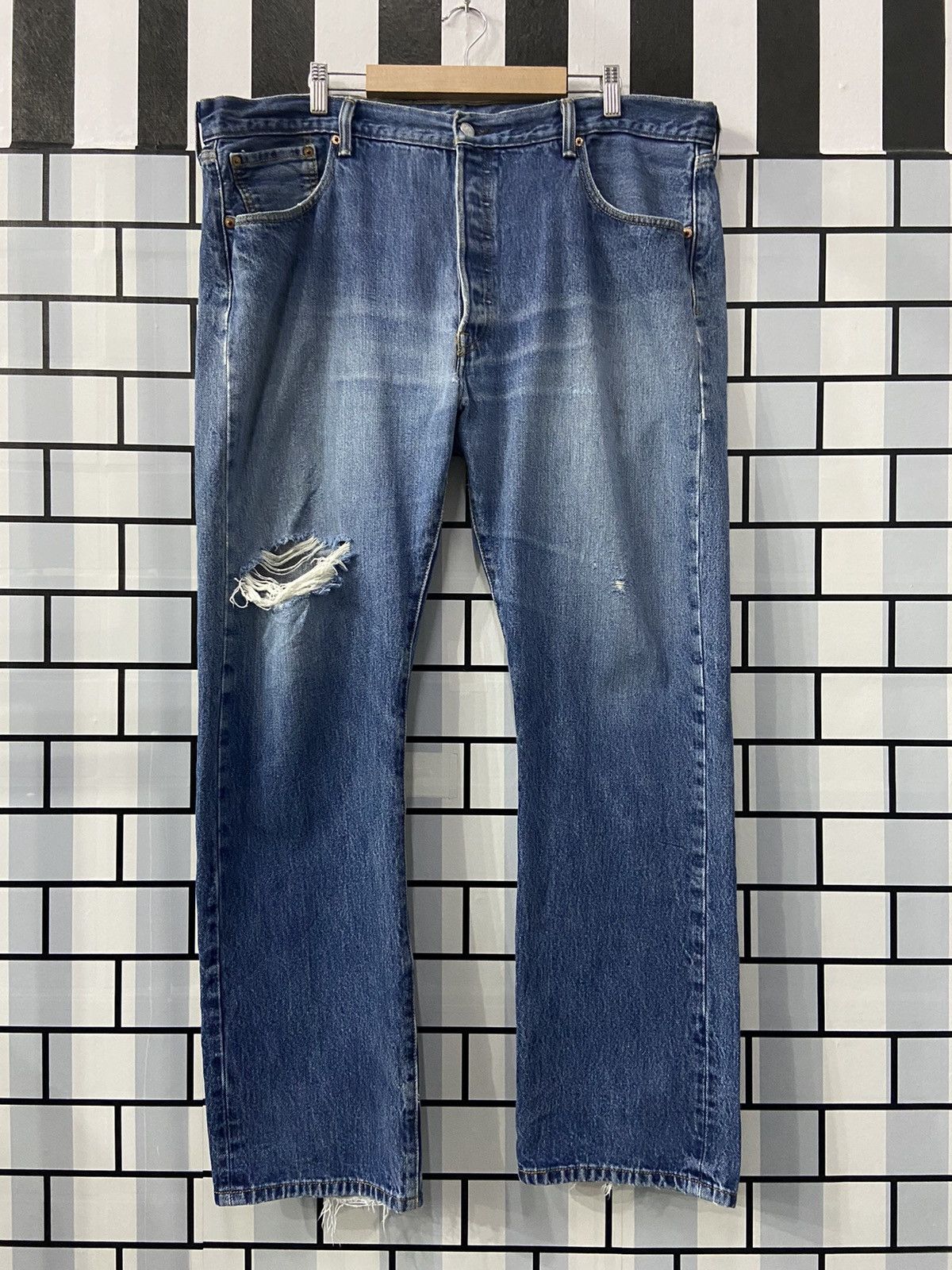 image of Levis x Vintage Levi’S 501 Distressed Blue Wash Single R Denim Pants, Men's (Size 41)