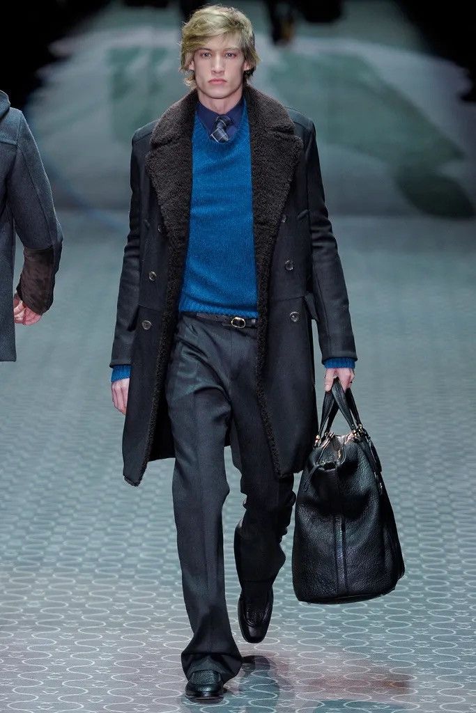 image of Fw11 Gucci Khaki Green Shearling Heavy Coat, Men's (Size Medium)