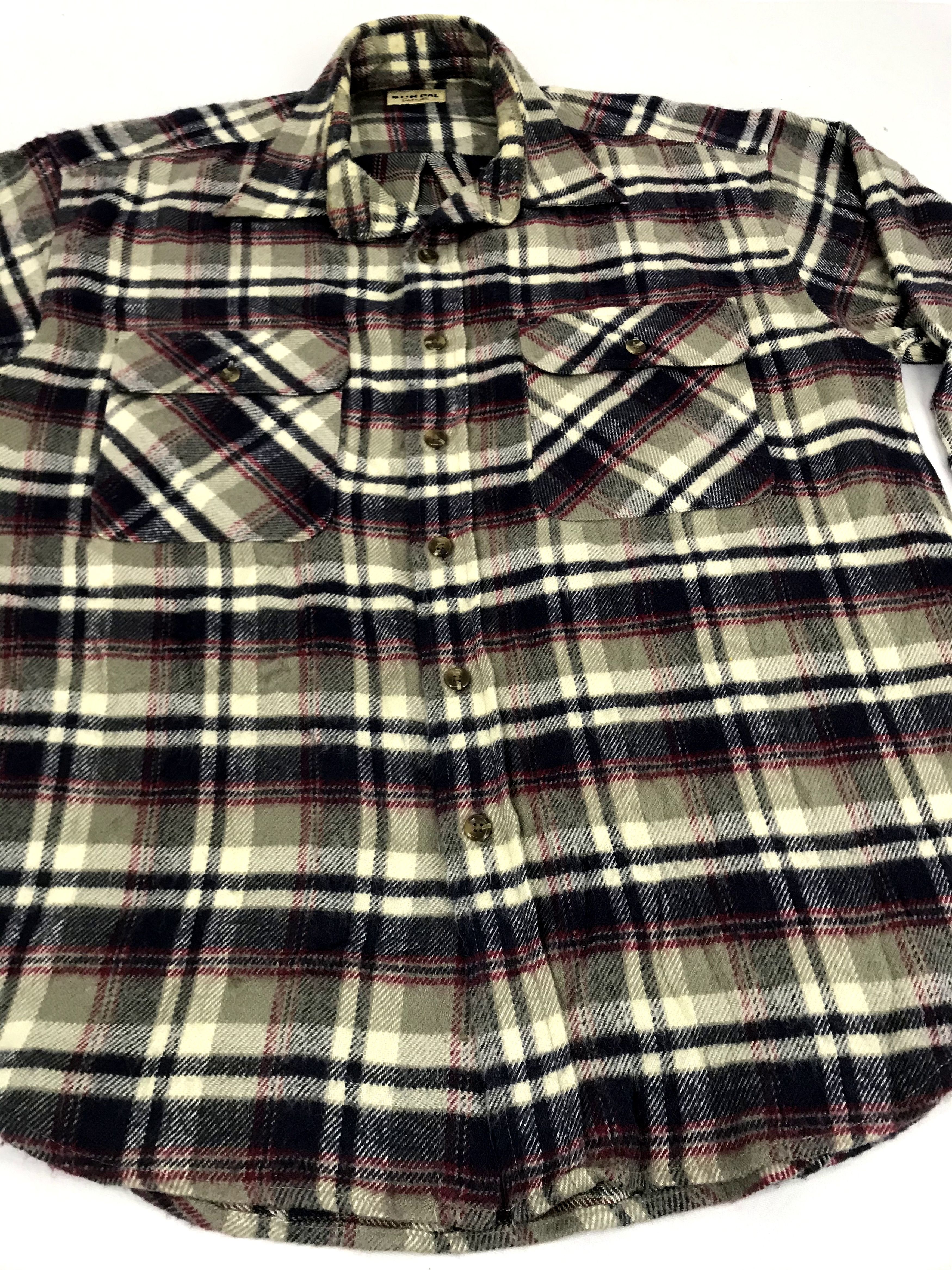 Flannel Vintage Boon Pal Casual Double Pockets Shirt Plaid Check Size US L / EU 52-54 / 3 - 3 Thumbnail