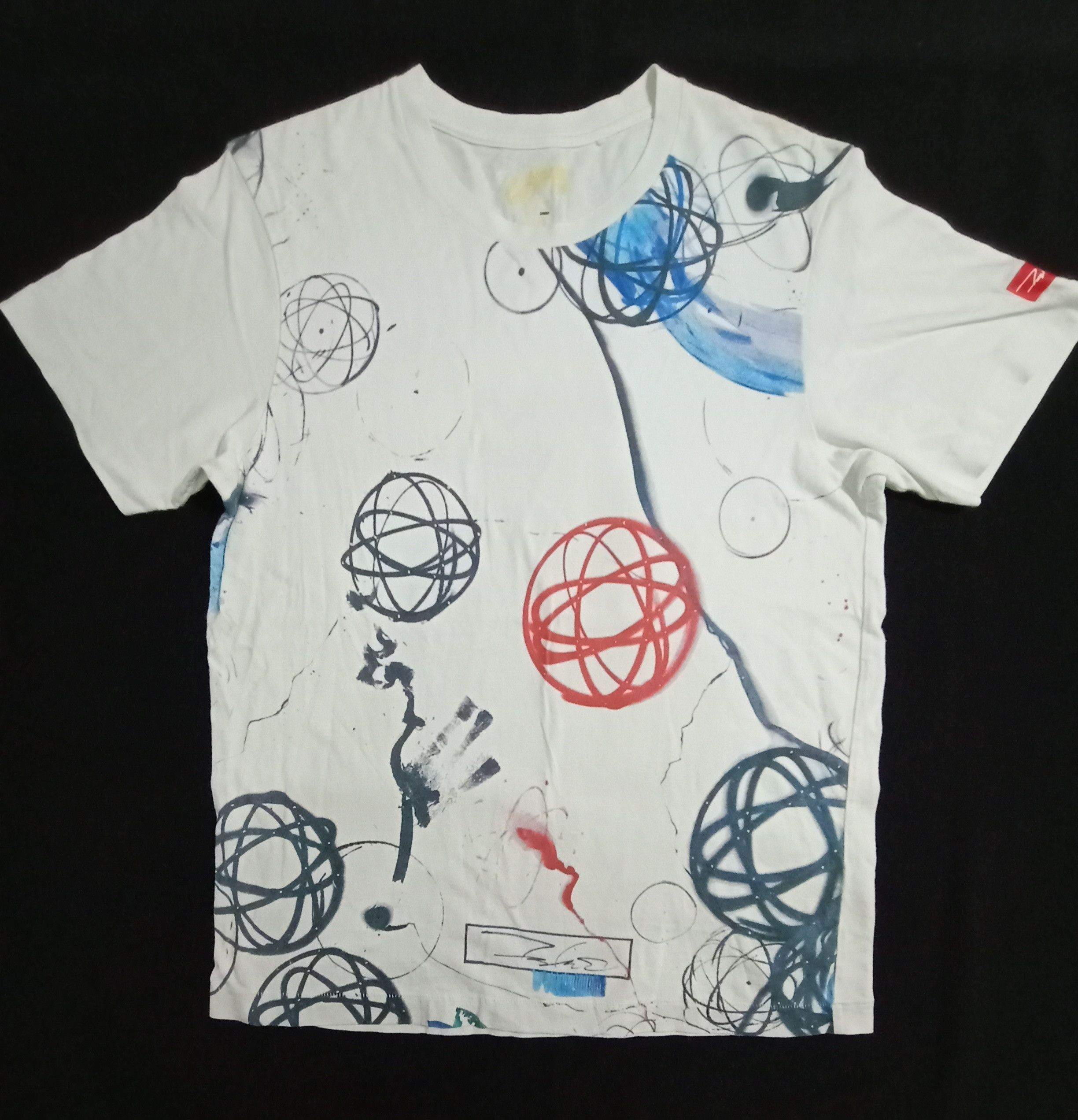 image of Futura Grafitti Abstract Expressionist White Tee Uniqlo, Men's (Size Small)
