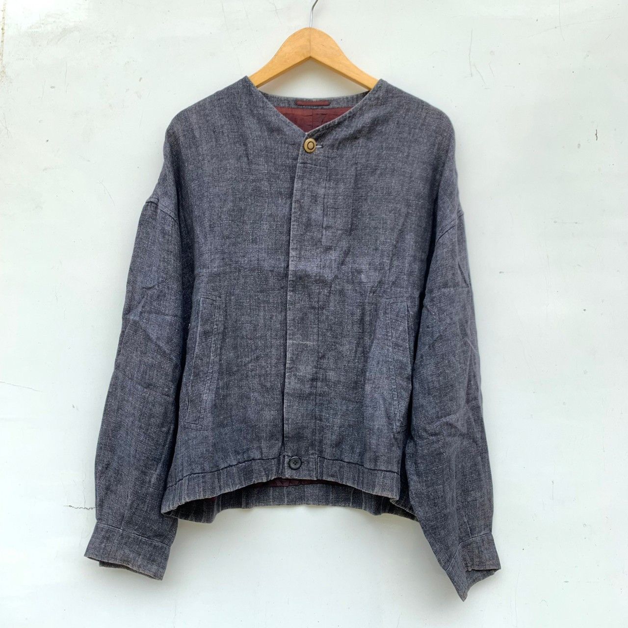 image of V2 By Versace Linen Jacket in Faded Black, Men's (Size Large)