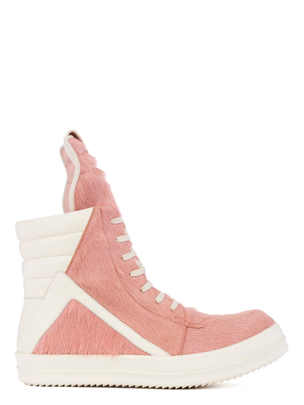 image of Rick Owens Fw22 Strobe Runway Geobasket Pink Long Hair Pony Shoes in Dirty Pink, Men's (Size 8)