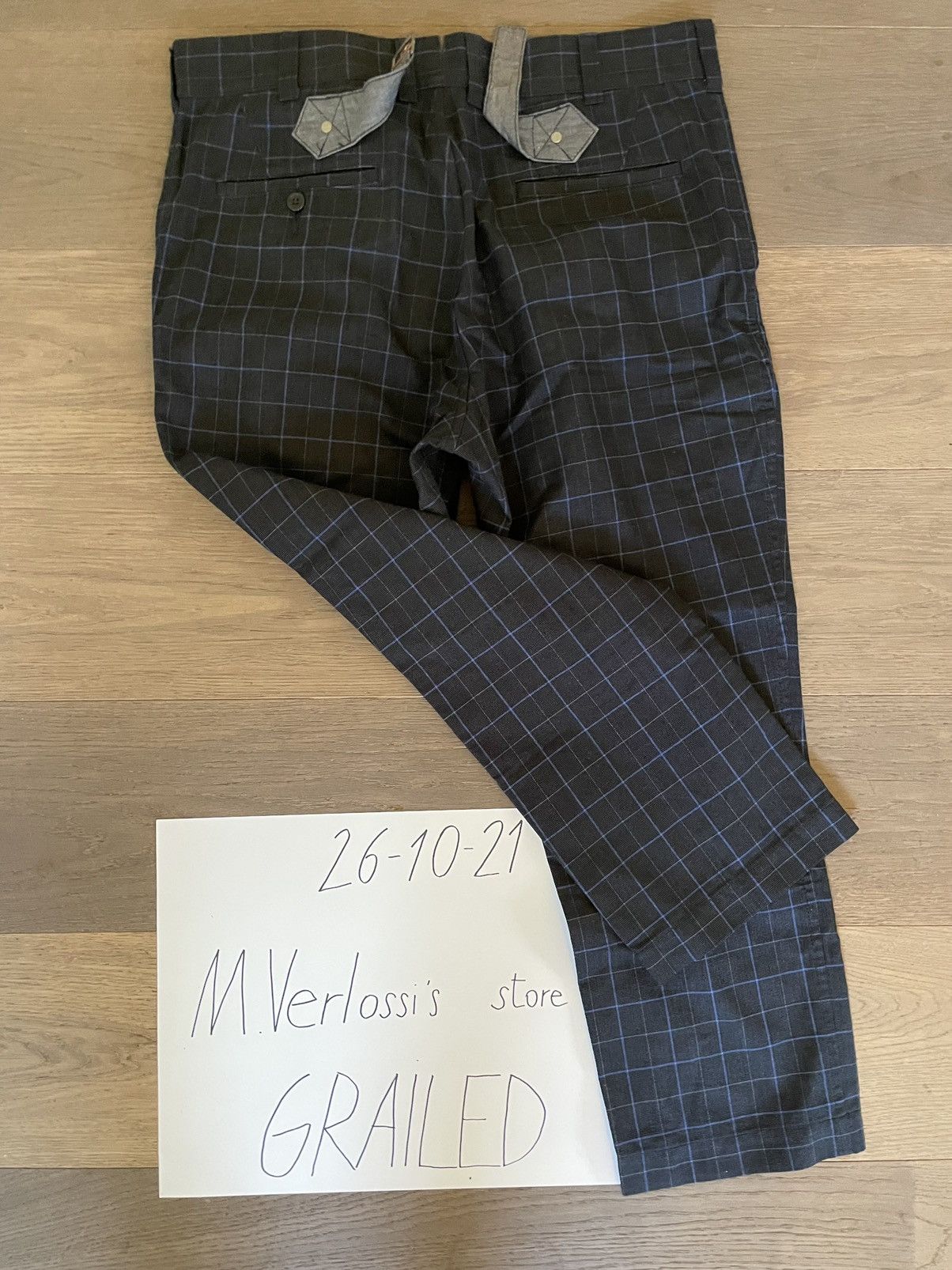Comme des Garcons × Junya Watanabe Pants in Marine Blue Micro-Nailhead with Windowpane Deco Size US 33 - 7 Thumbnail