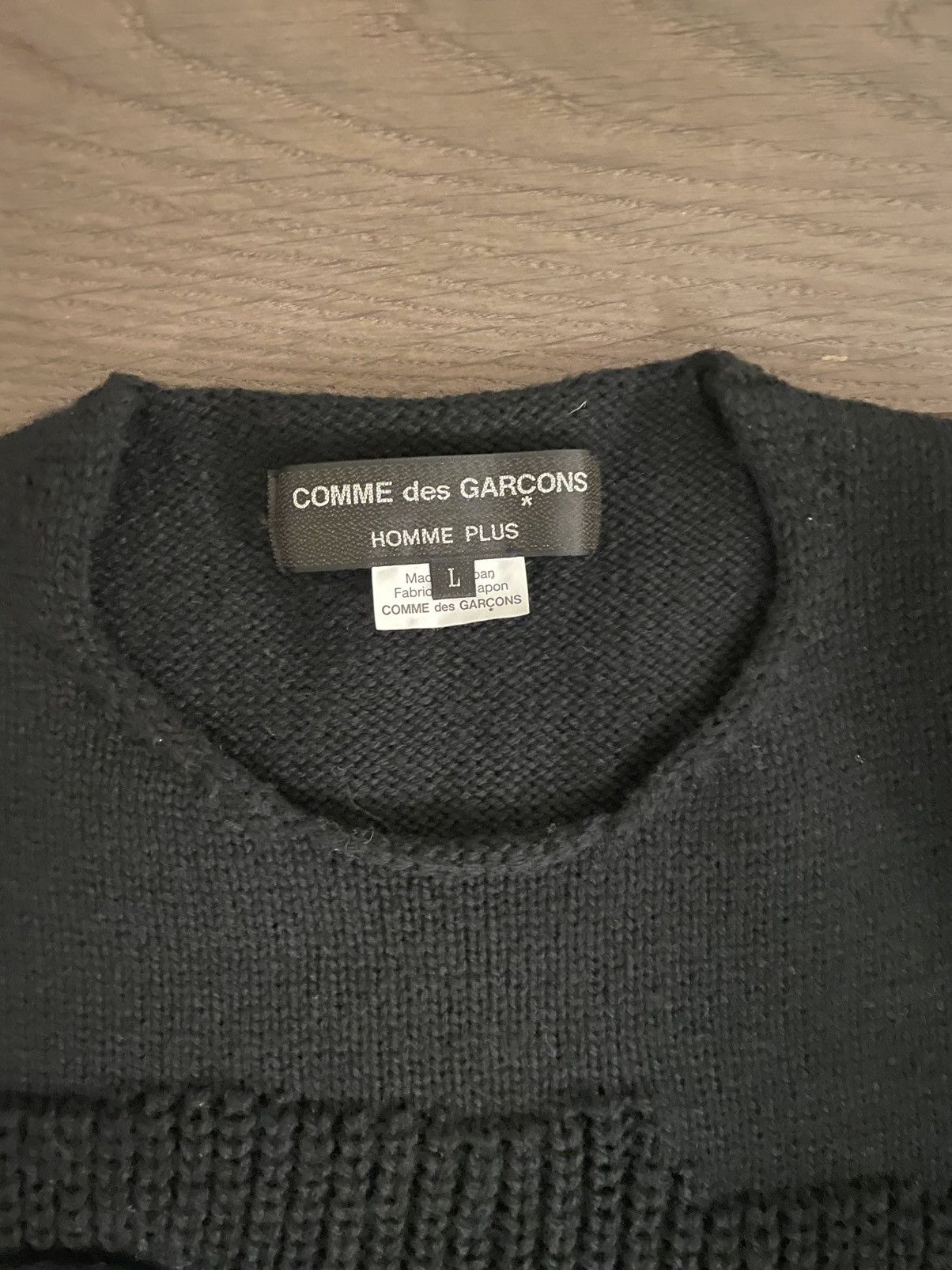 Comme des Garcons Homme Plus Commes des garçons black Sweater with intarsia green holes Size US L / EU 52-54 / 3 - 2 Thumbnail