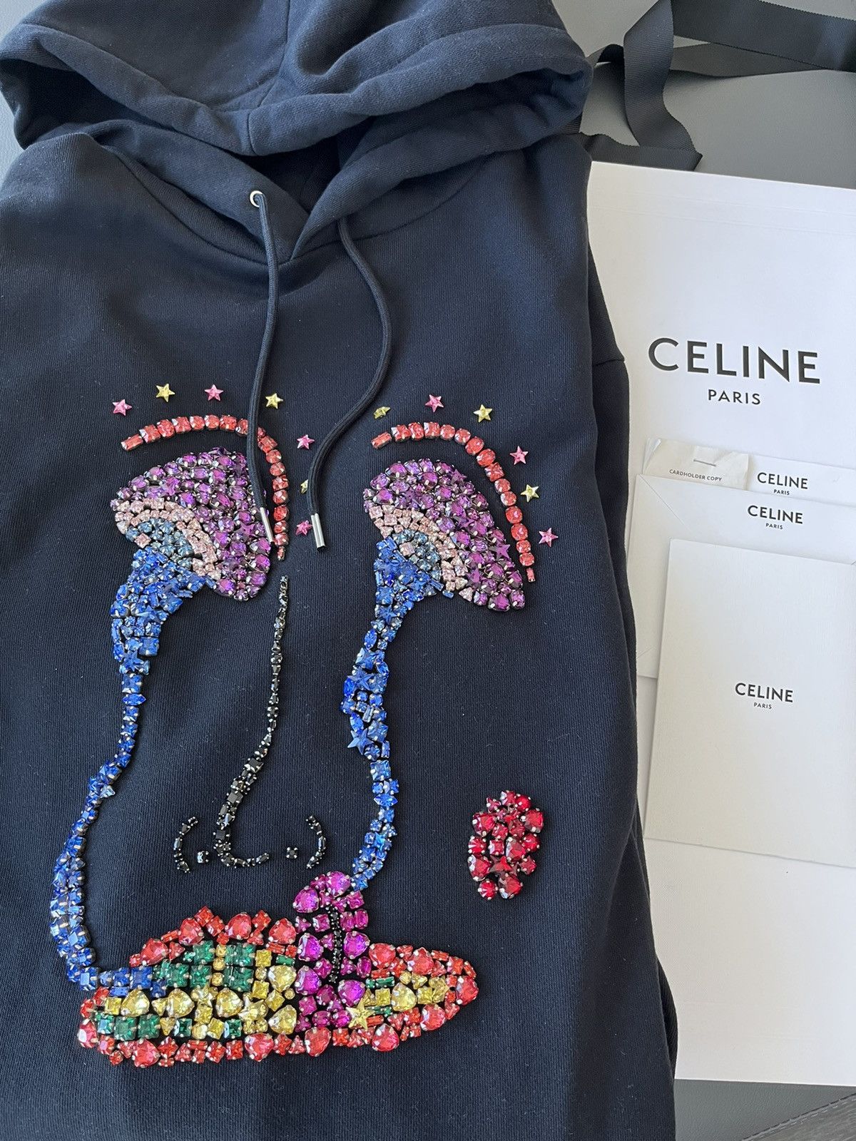 Celine × Hedi Slimane Rare Super Runway Celine Hedi Mushroom Diamond Jewel Hoodie Size US XL / EU 56 / 4 - 17 Thumbnail