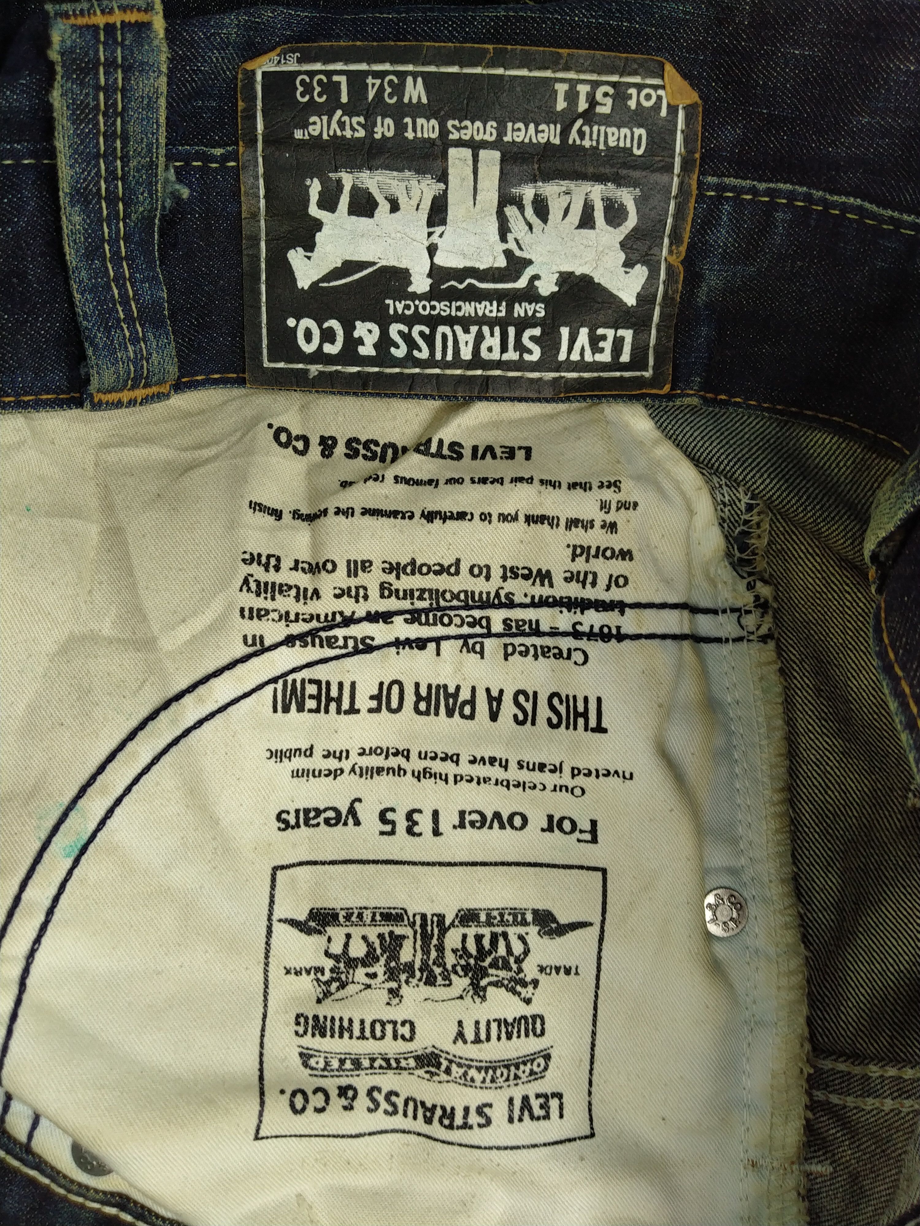 Levi's Dark Blue Levi's 511 Slim 35x31 Denim -JN322 Size US 35 - 12 Thumbnail
