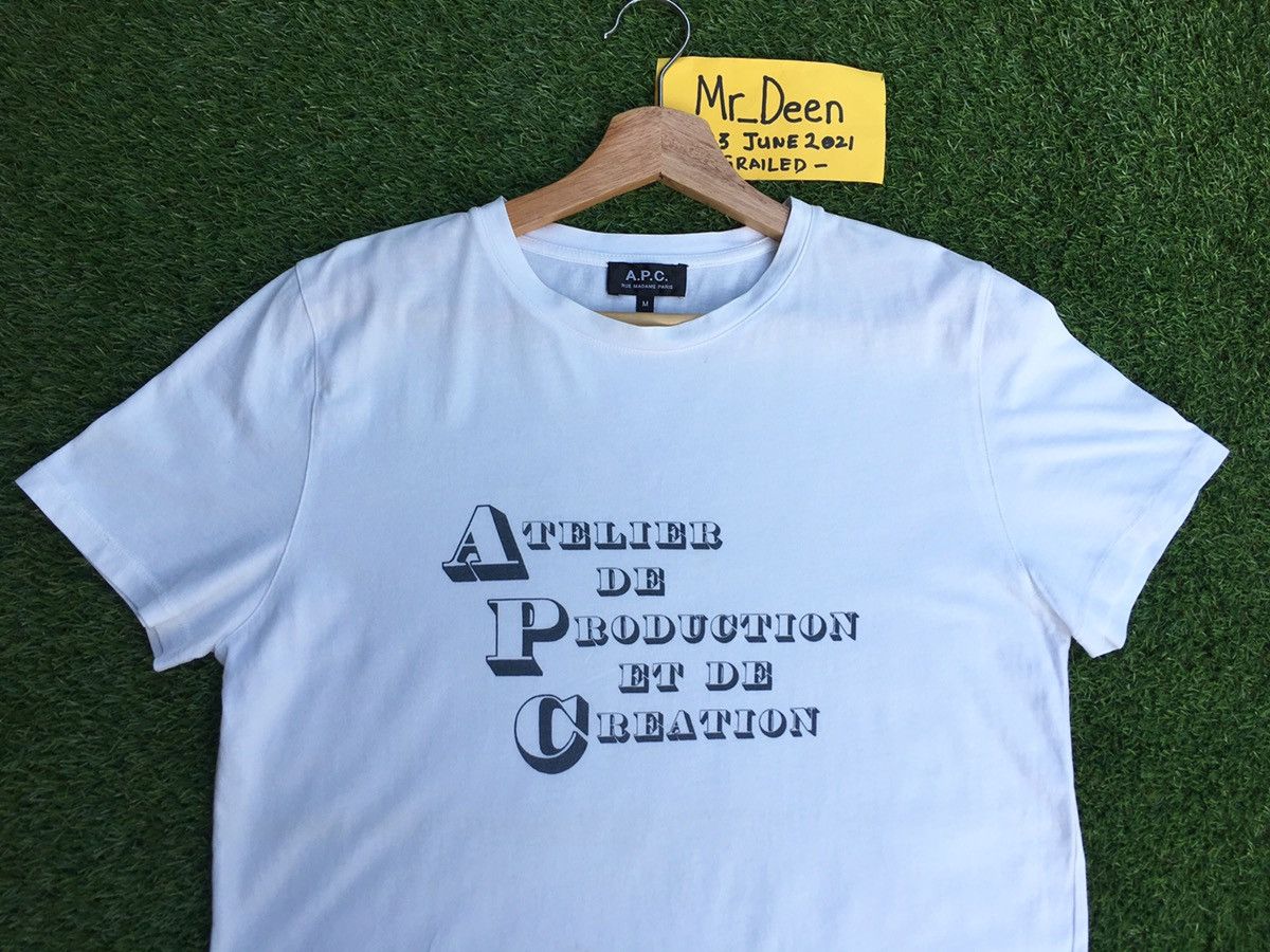 Image of A P C Big Logo Spellout Tshirt in White, Men's (Size Small)