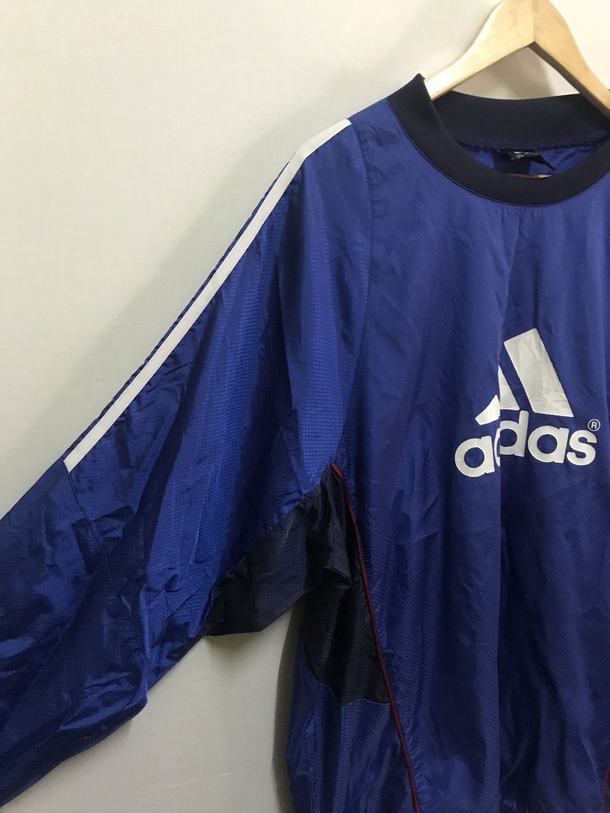 Adidas × Vintage Adidas Pullover Windbreaker Big Logo Black Size US L / EU 52-54 / 3 - 4 Thumbnail