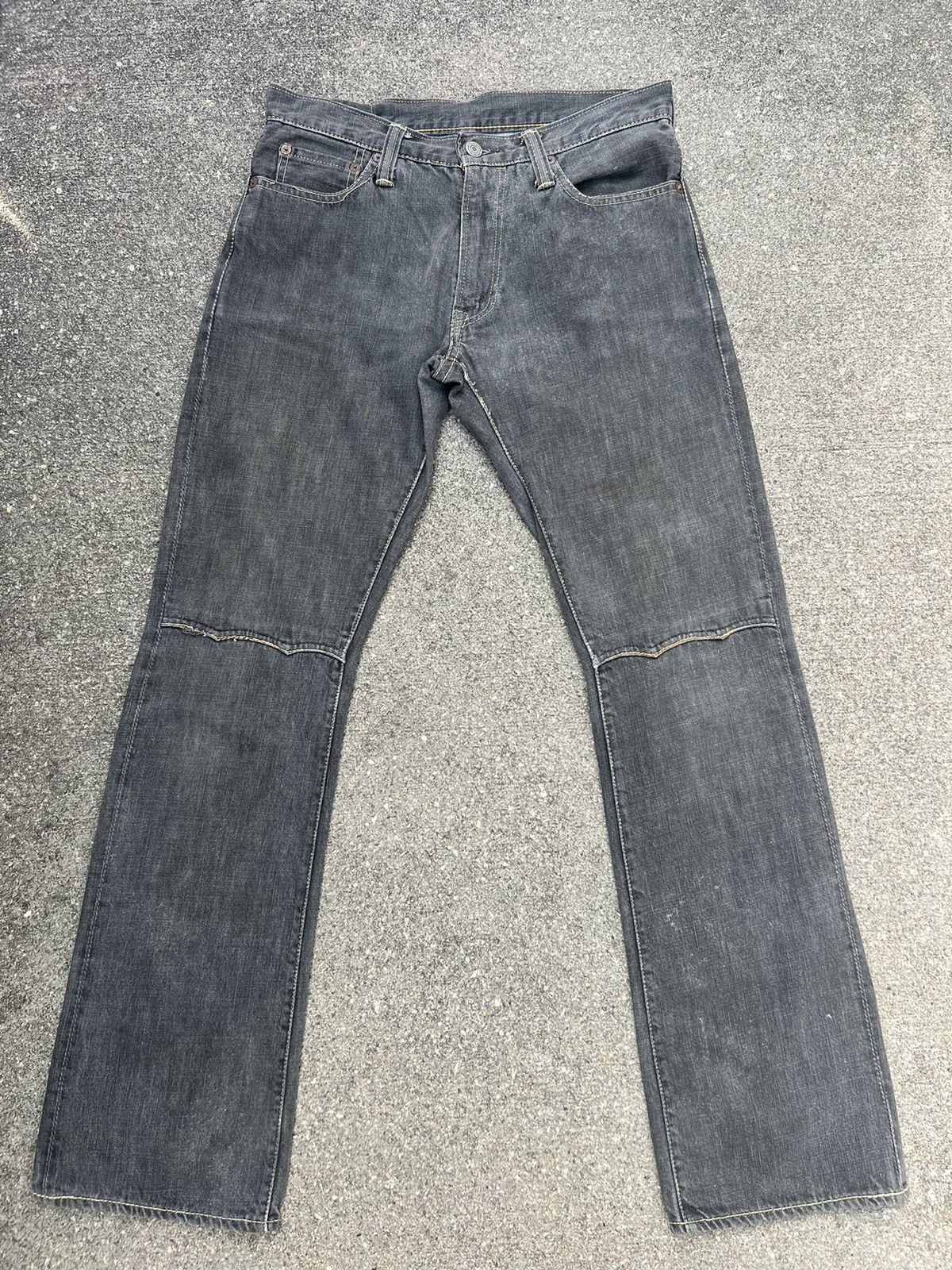 image of Vintage Alchemist Fab Four Japan Sun Faded Denim Flare Jeans in Black Gray, Men's (Size 29)